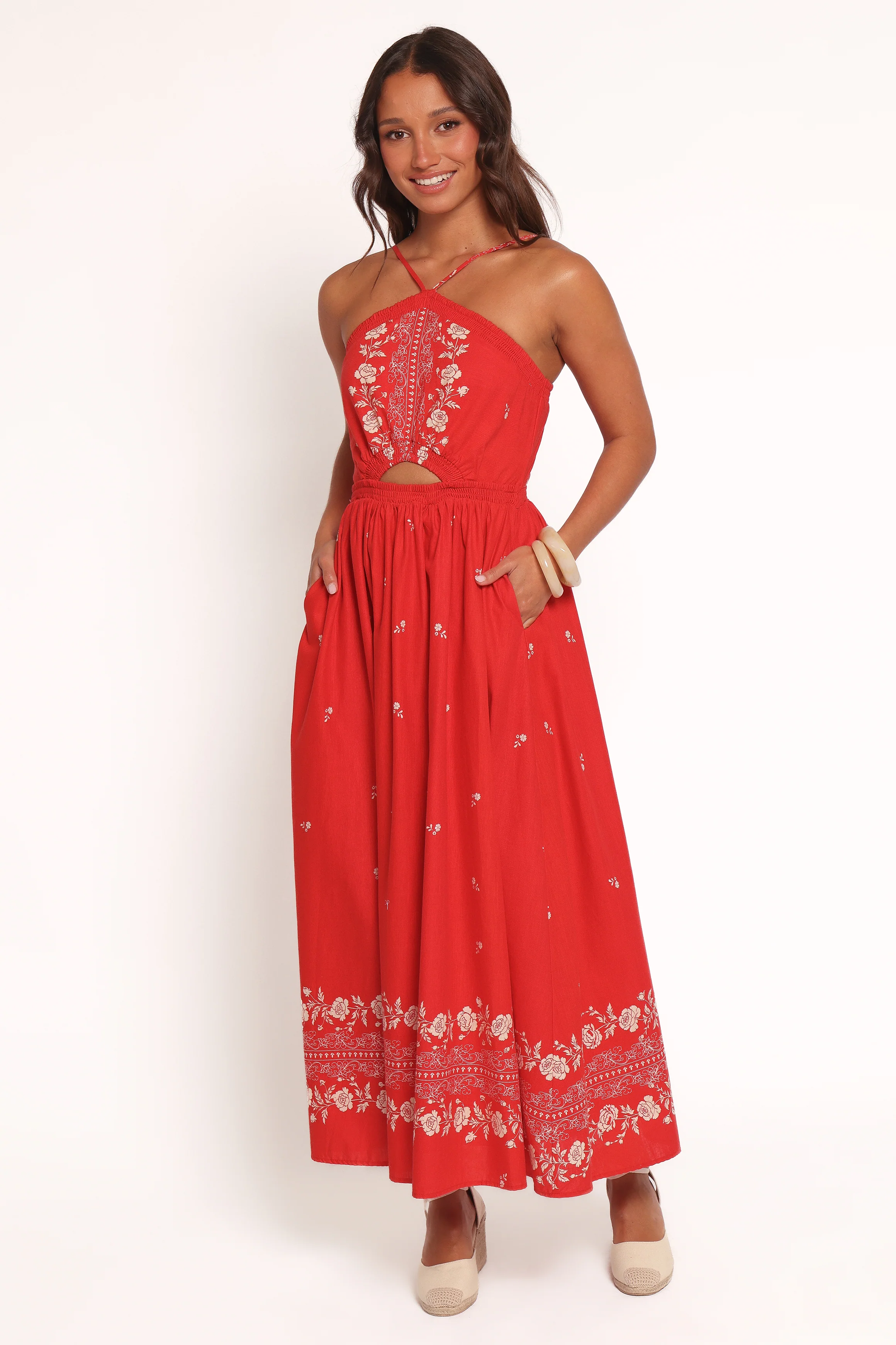 Madi Maxi Dress - Red Floral Bandana