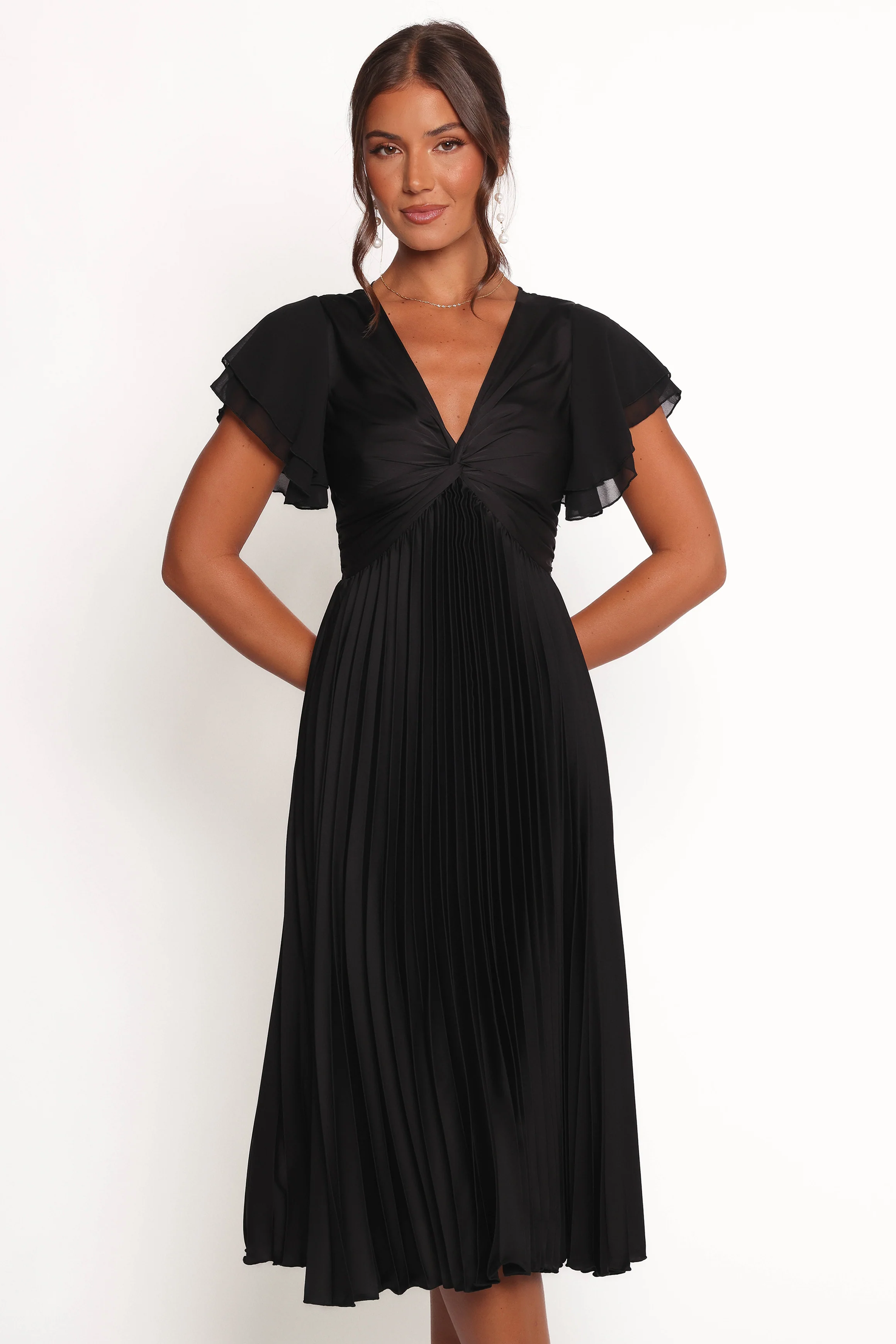 Nova Flutter Sleeve Dress - Black