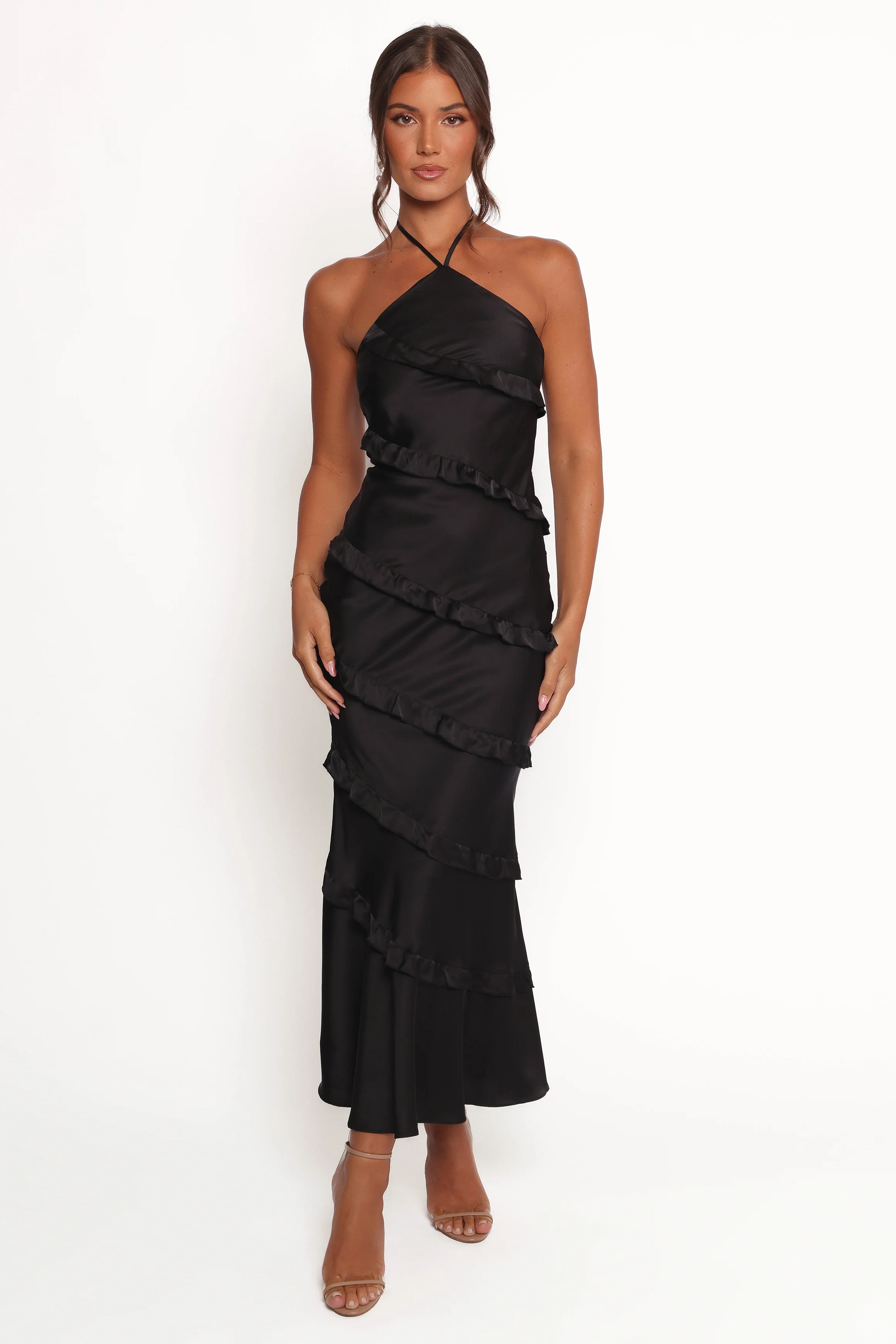 Roxanne Halterneck Maxi Dress - Black