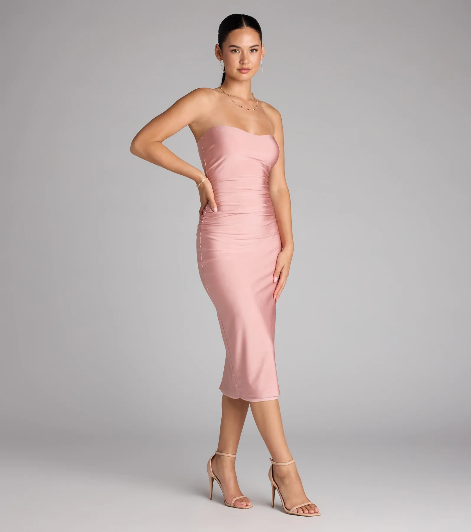 Fabulous Allure Strapless Bodycon Midi Dress