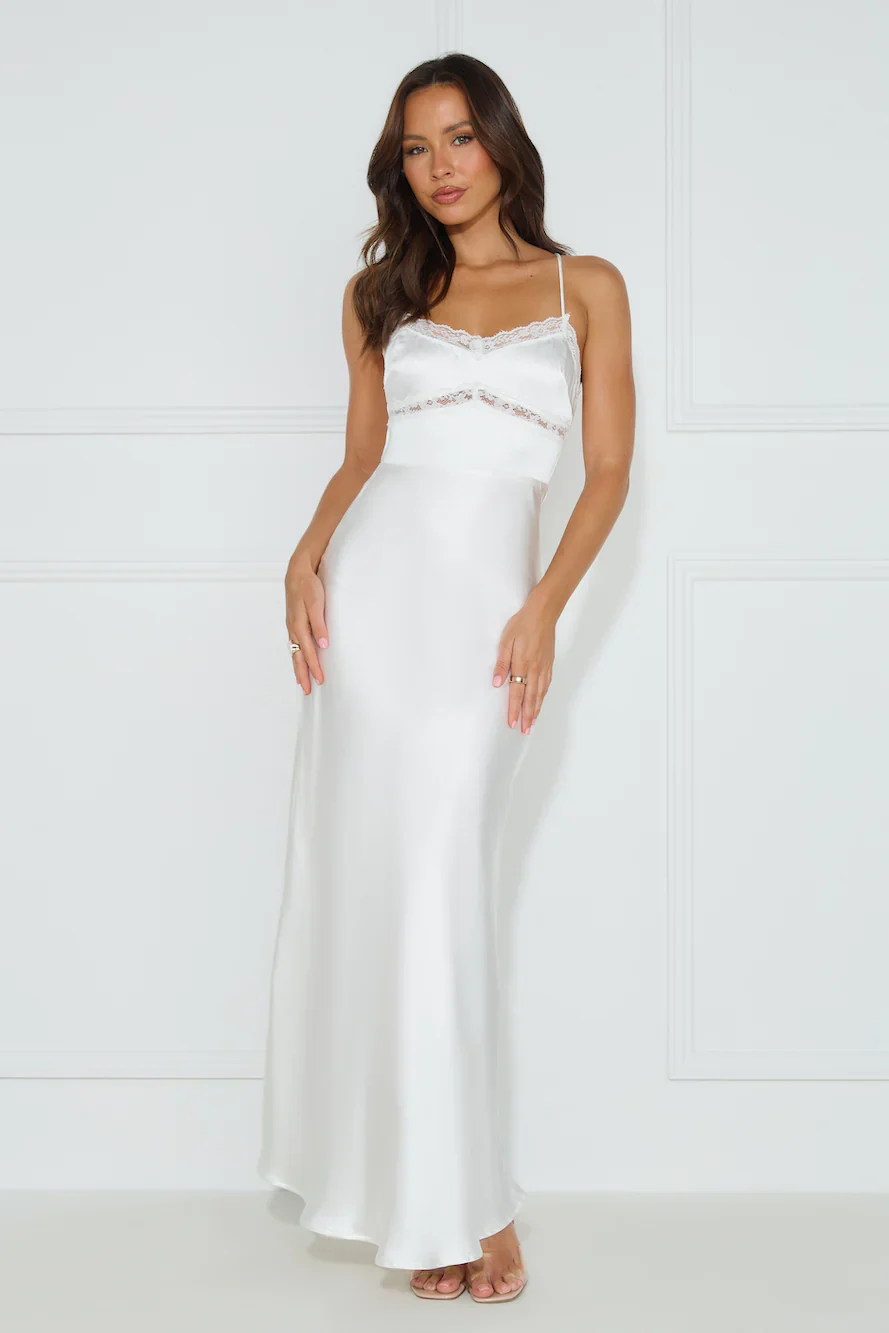 Nobody But You Satin Maxi Dress White