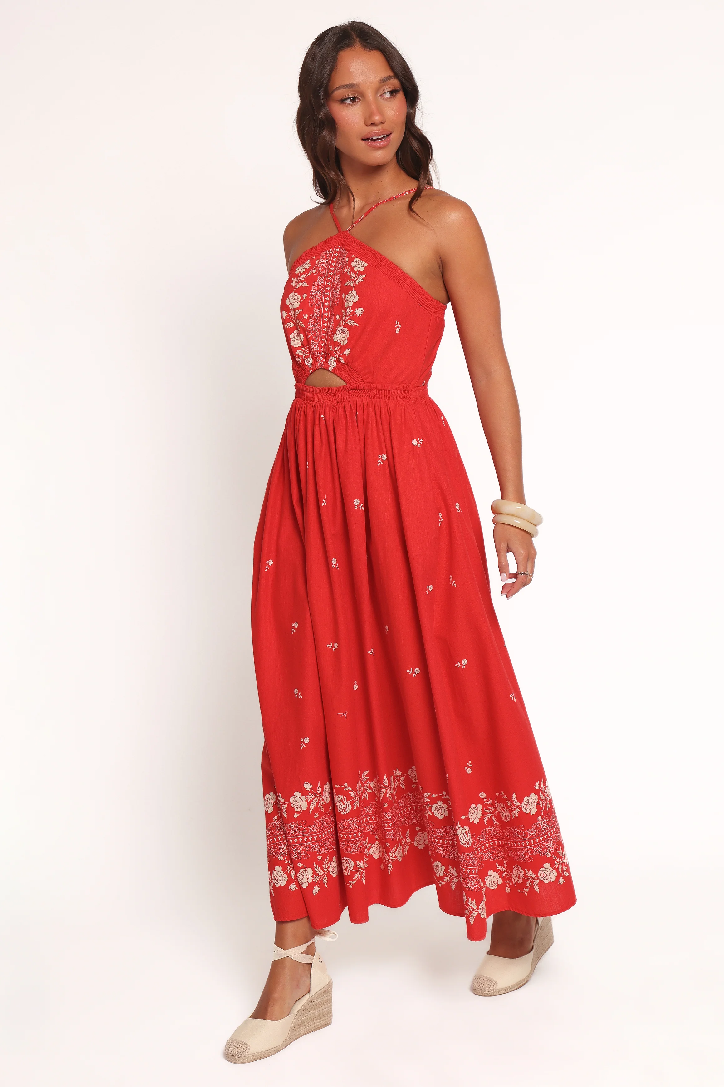 Madi Maxi Dress - Red Floral Bandana