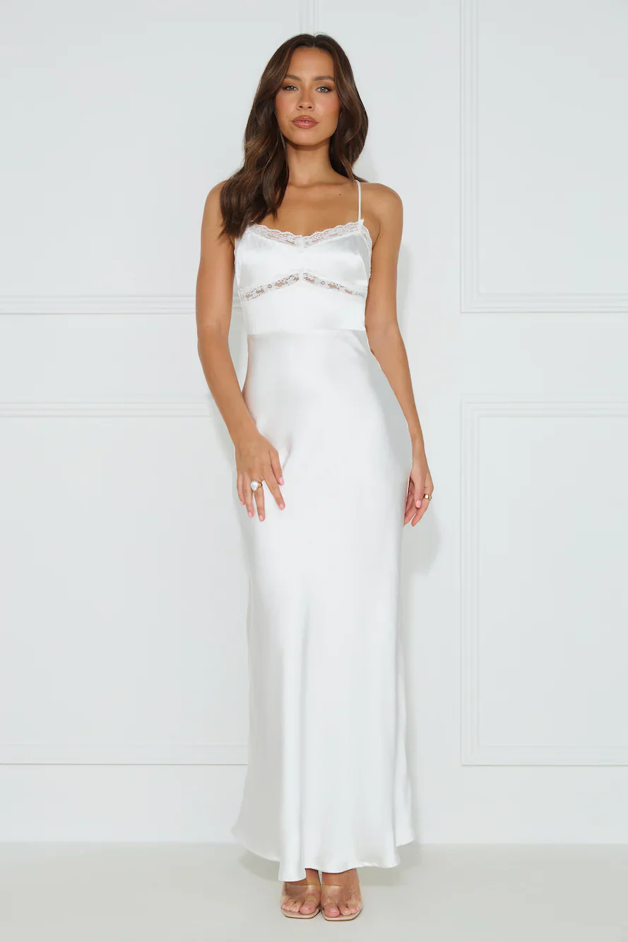 Nobody But You Satin Maxi Dress White