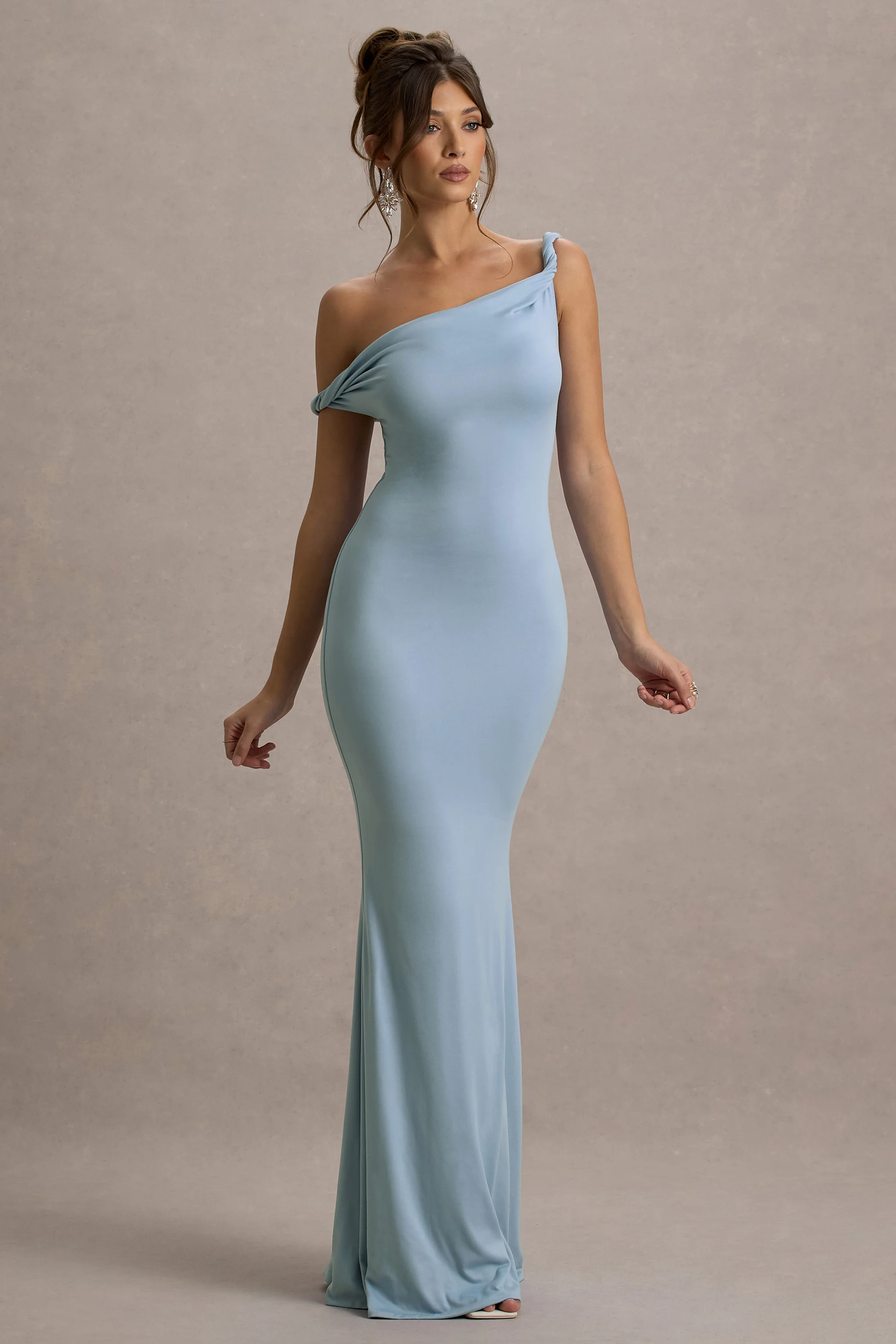 Lita | Powder Blue Twisted Asymmetric Maxi Dress