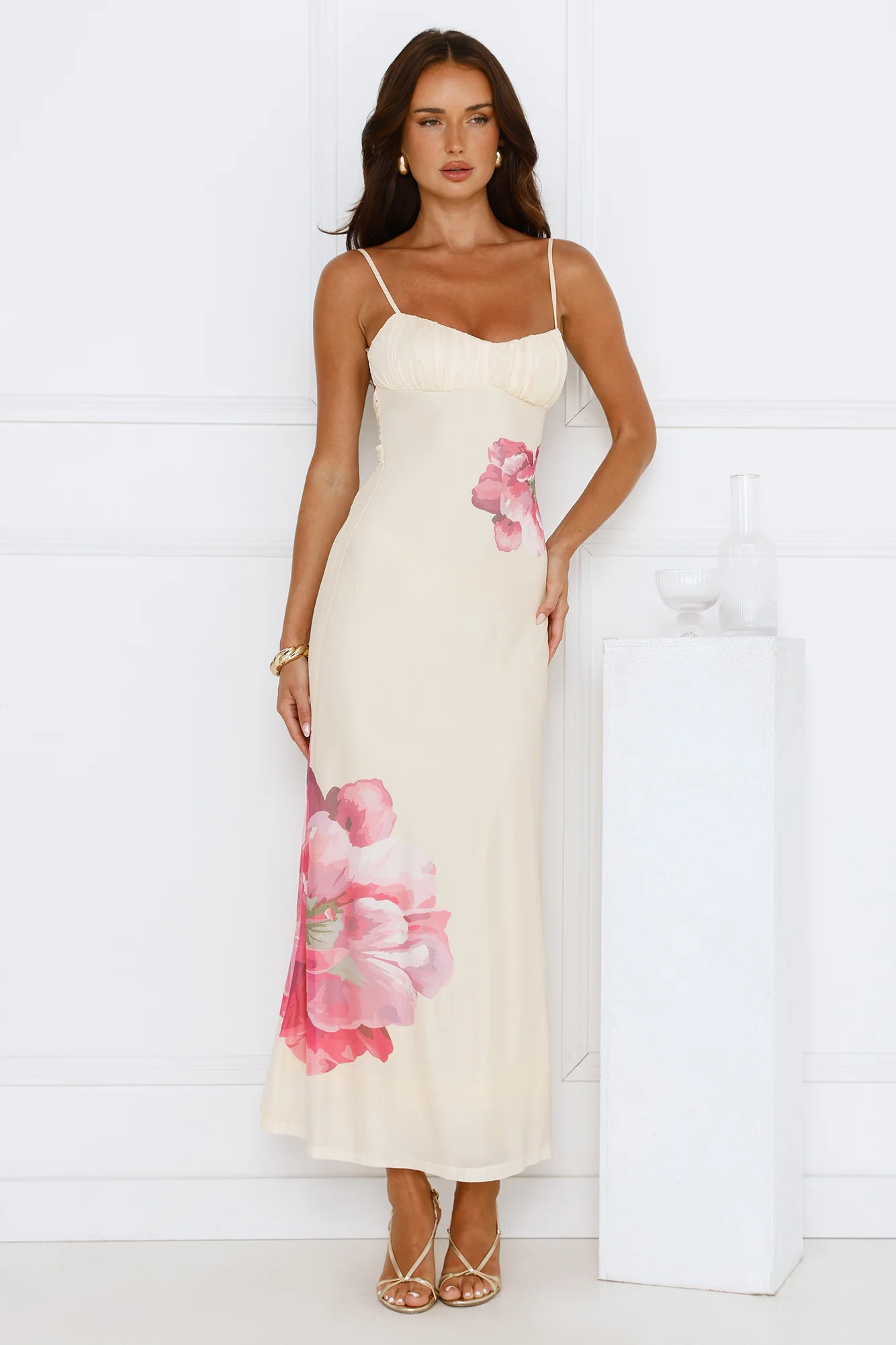 Paradise Glow Mesh Midi Dress Yellow