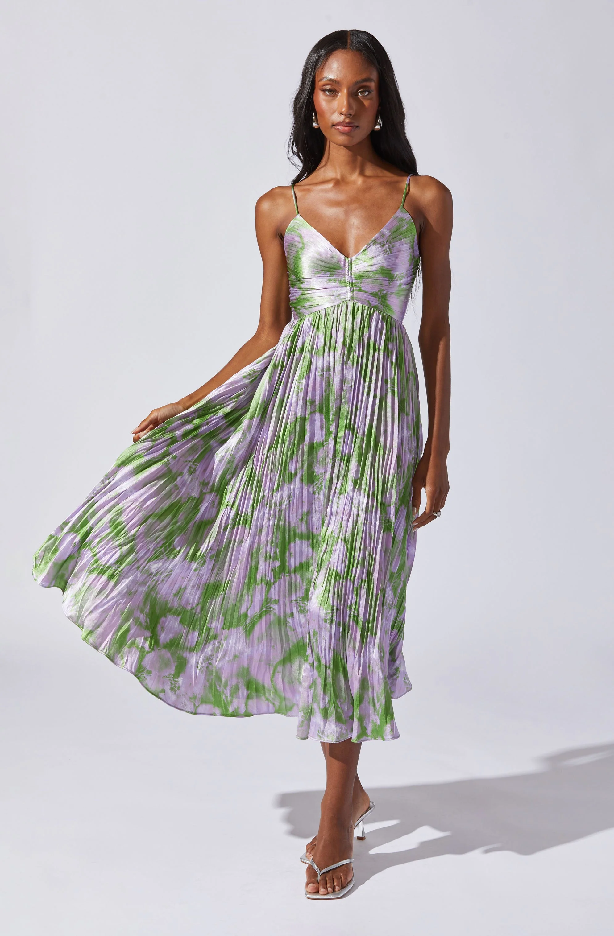 Maeve Printed Pleated Midi Dress