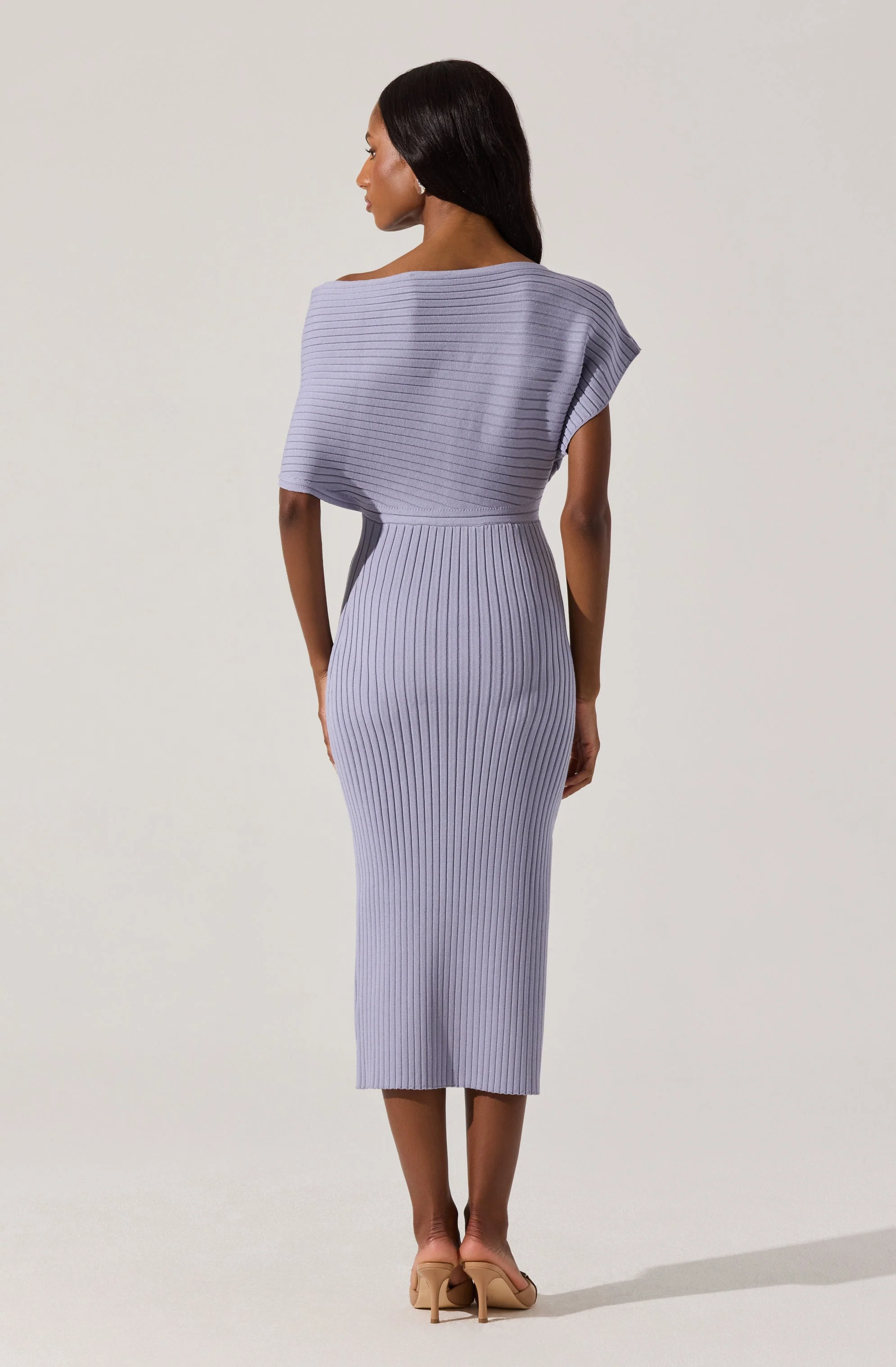 Off Shoulder Ribbed Sweater Dress