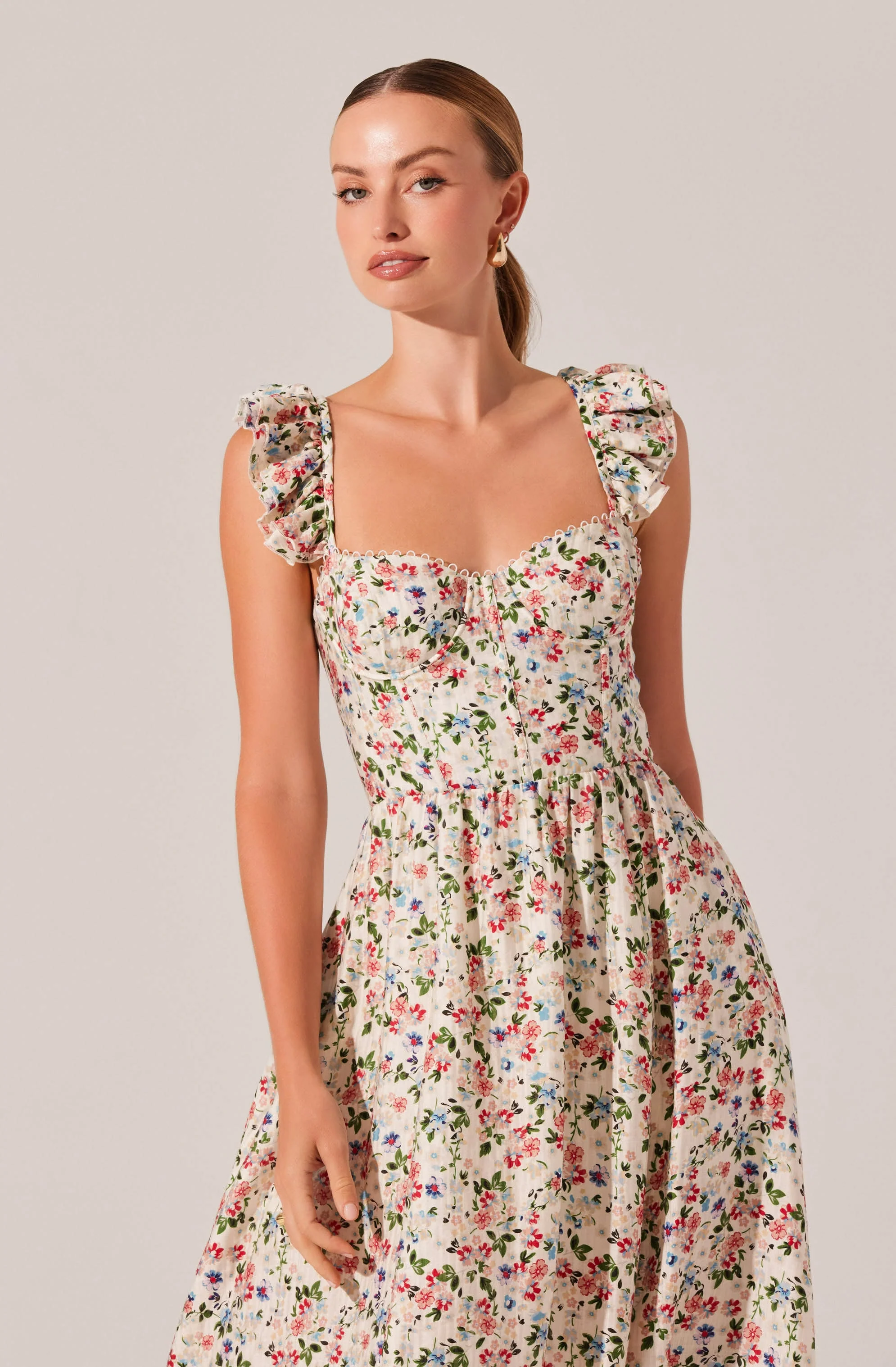 Wedelia Floral Bustier Midi Dress