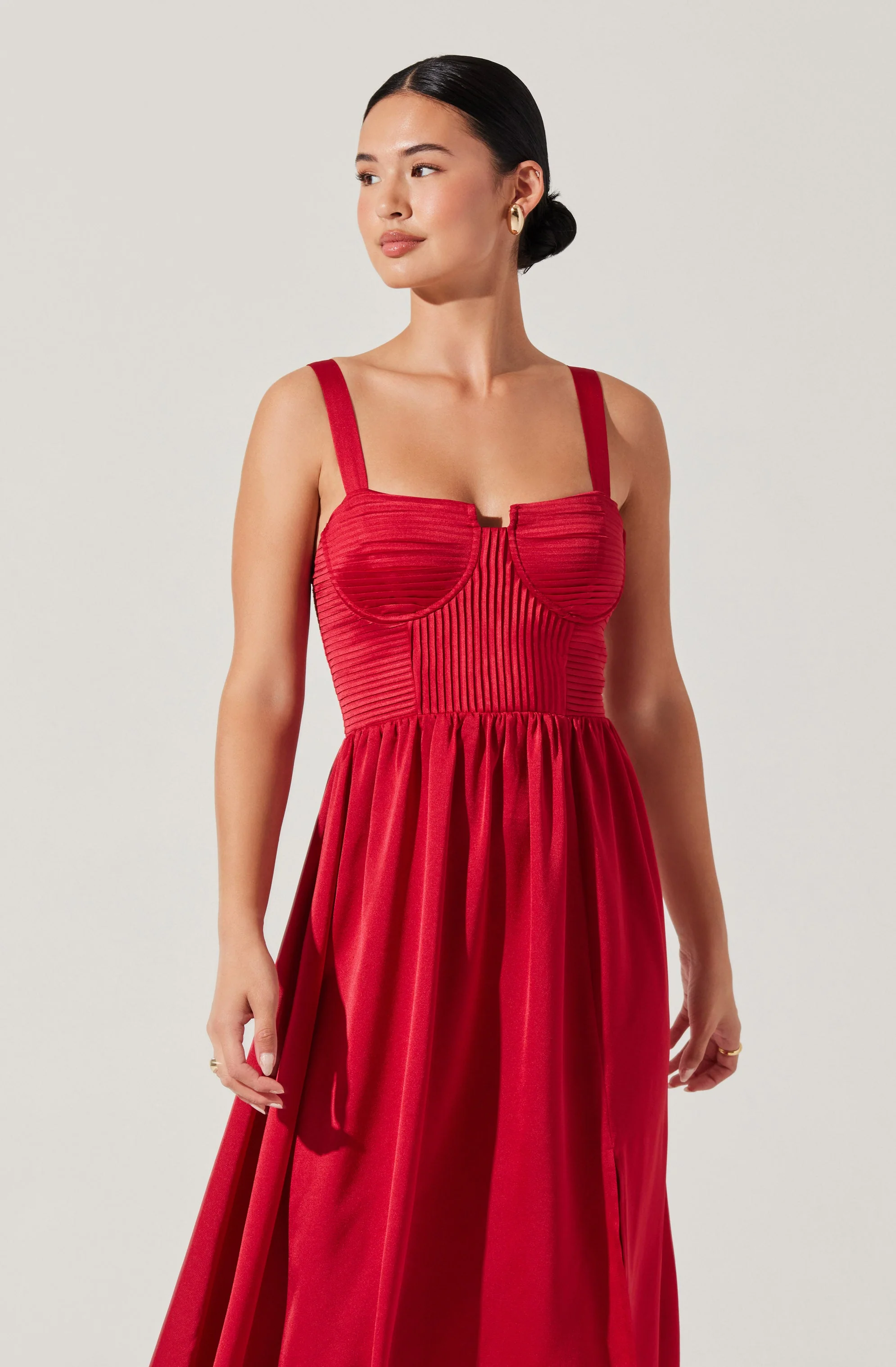 Pleated Bustier Midi Dress