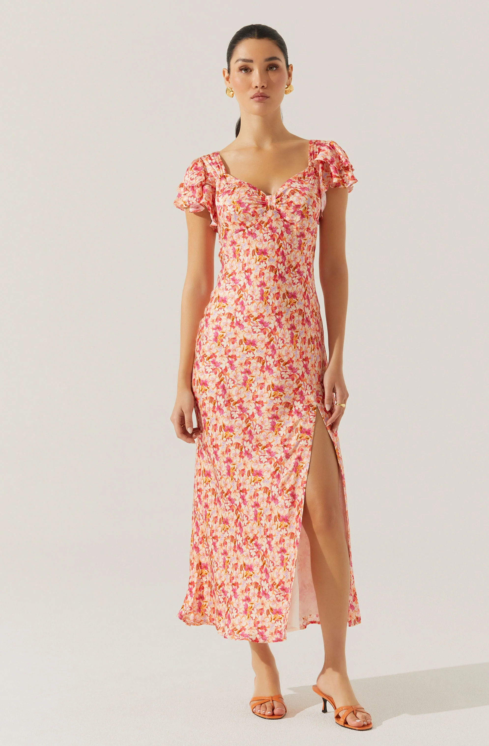 Maisy Floral Flutter Sleeve Midi Dress