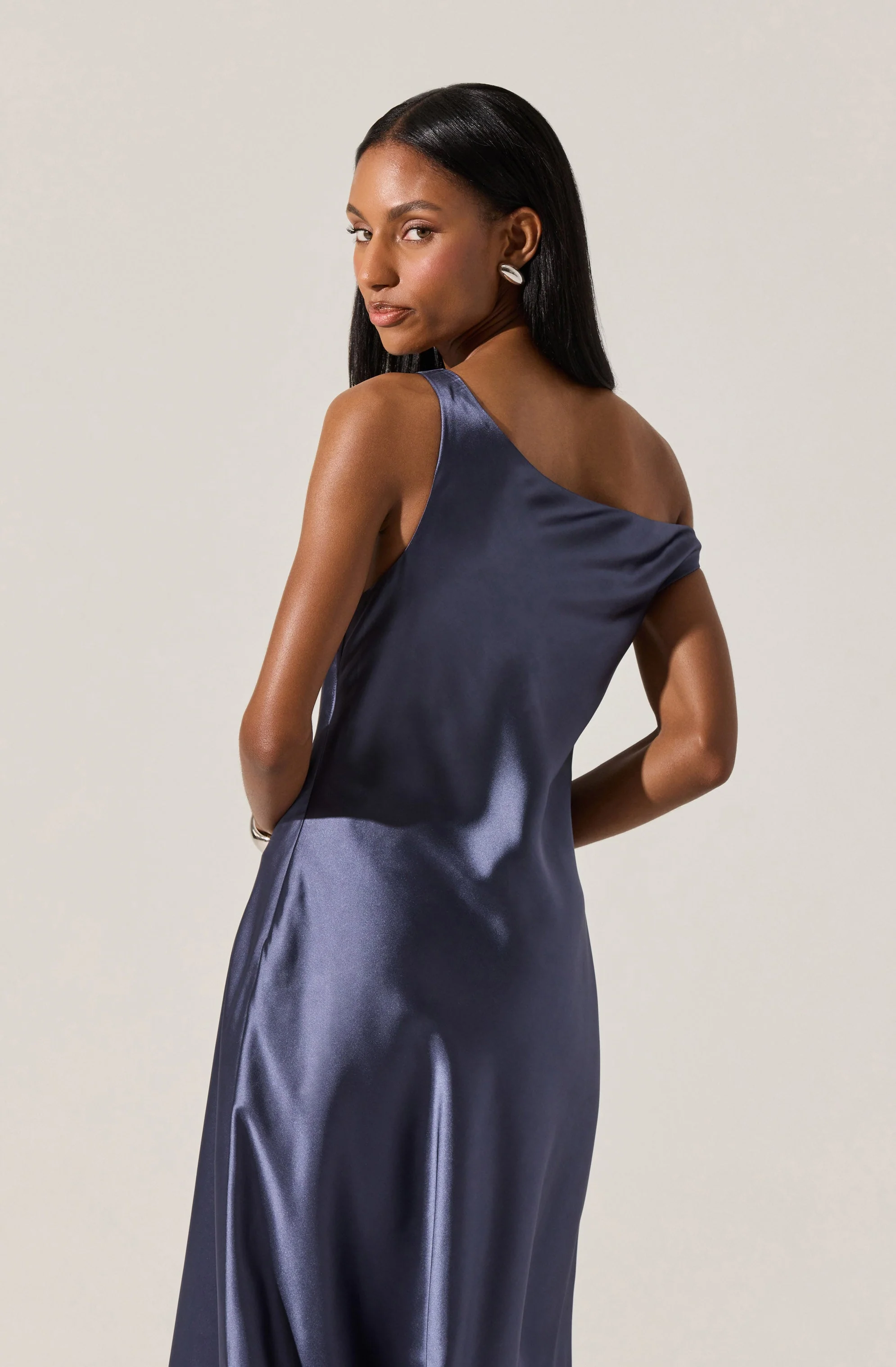 Elain Satin Off Shoulder Midi Dress