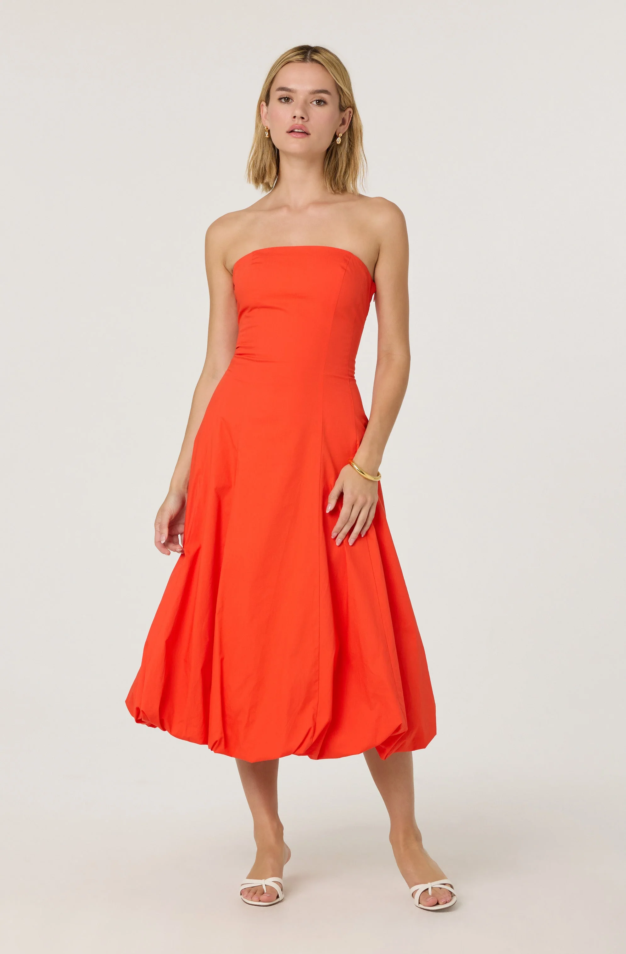 Lace Up Strapless Bubble Dress