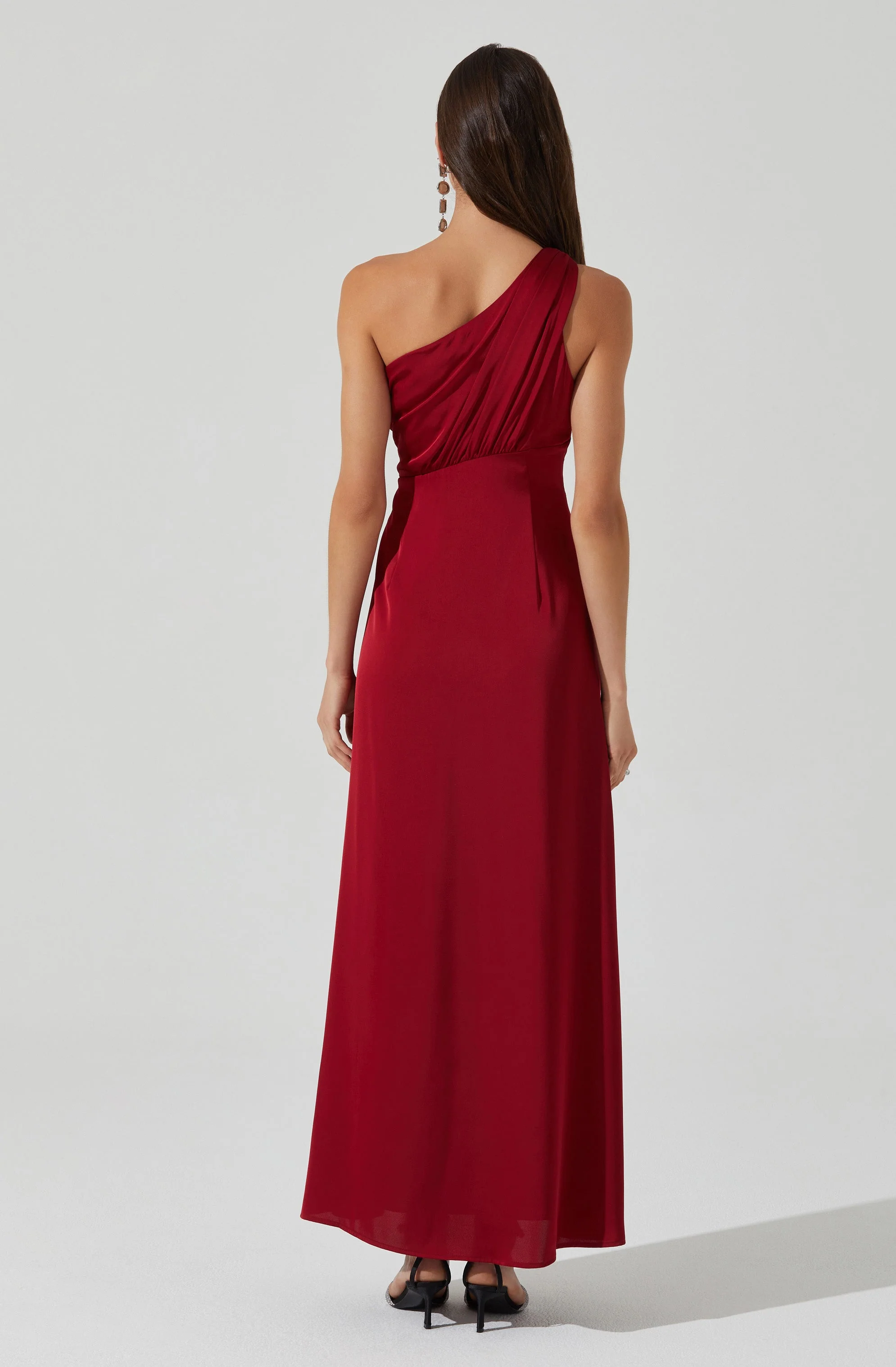 Atoila One Shoulder Satin Maxi Dress