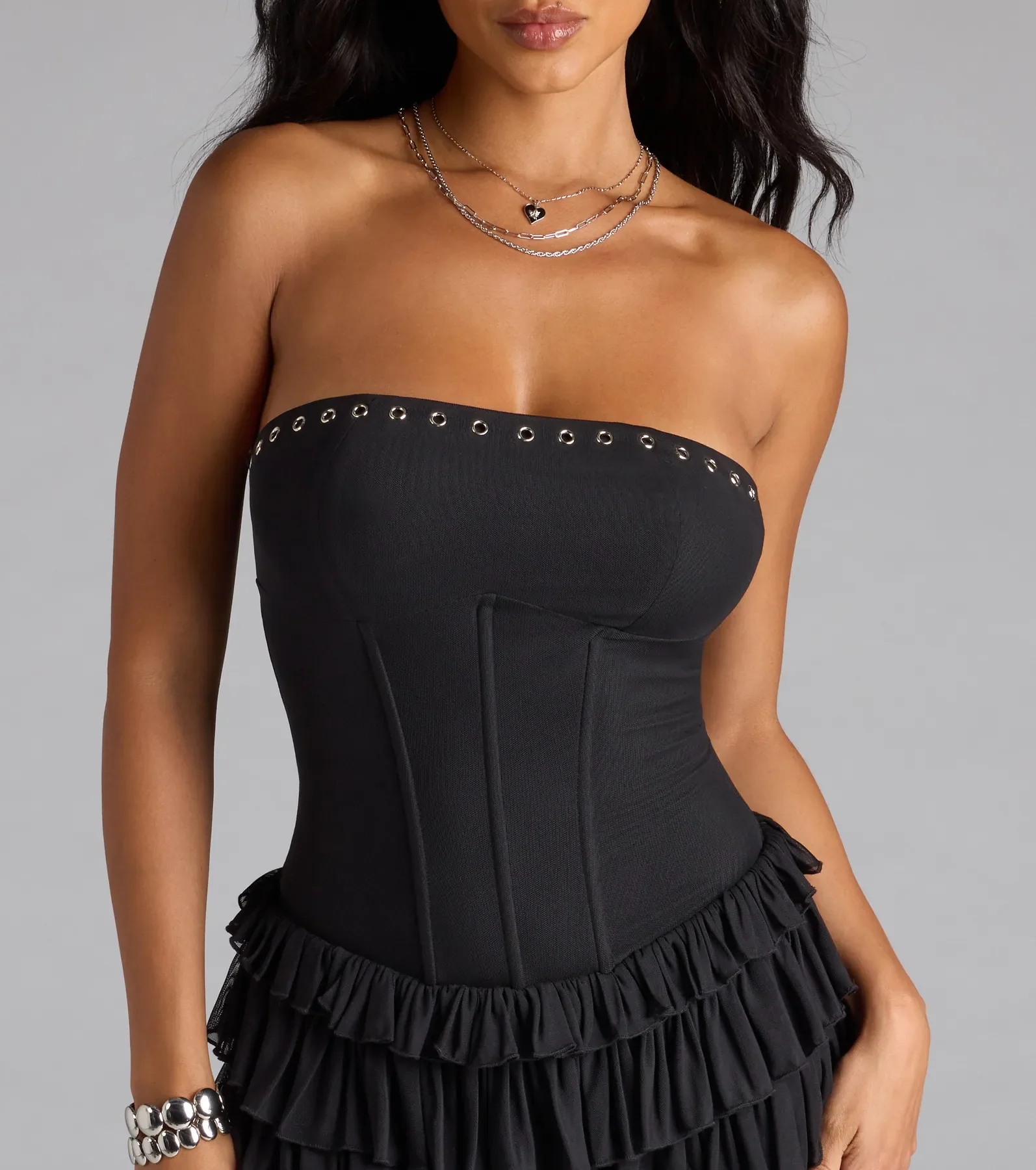 Edgy Allure Corset Drop Waist Romper
