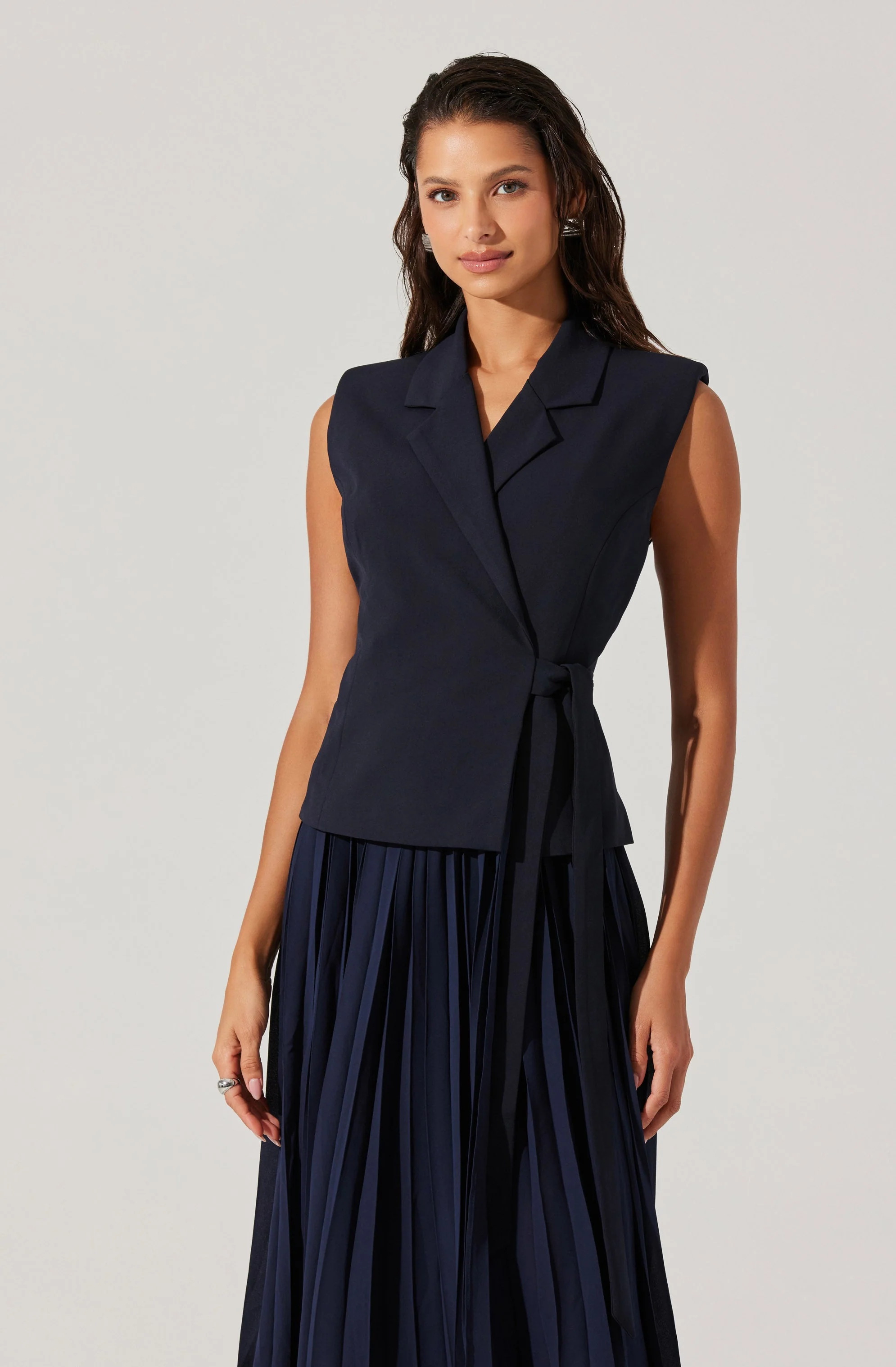 Mixed Media Vest Wrap Dress