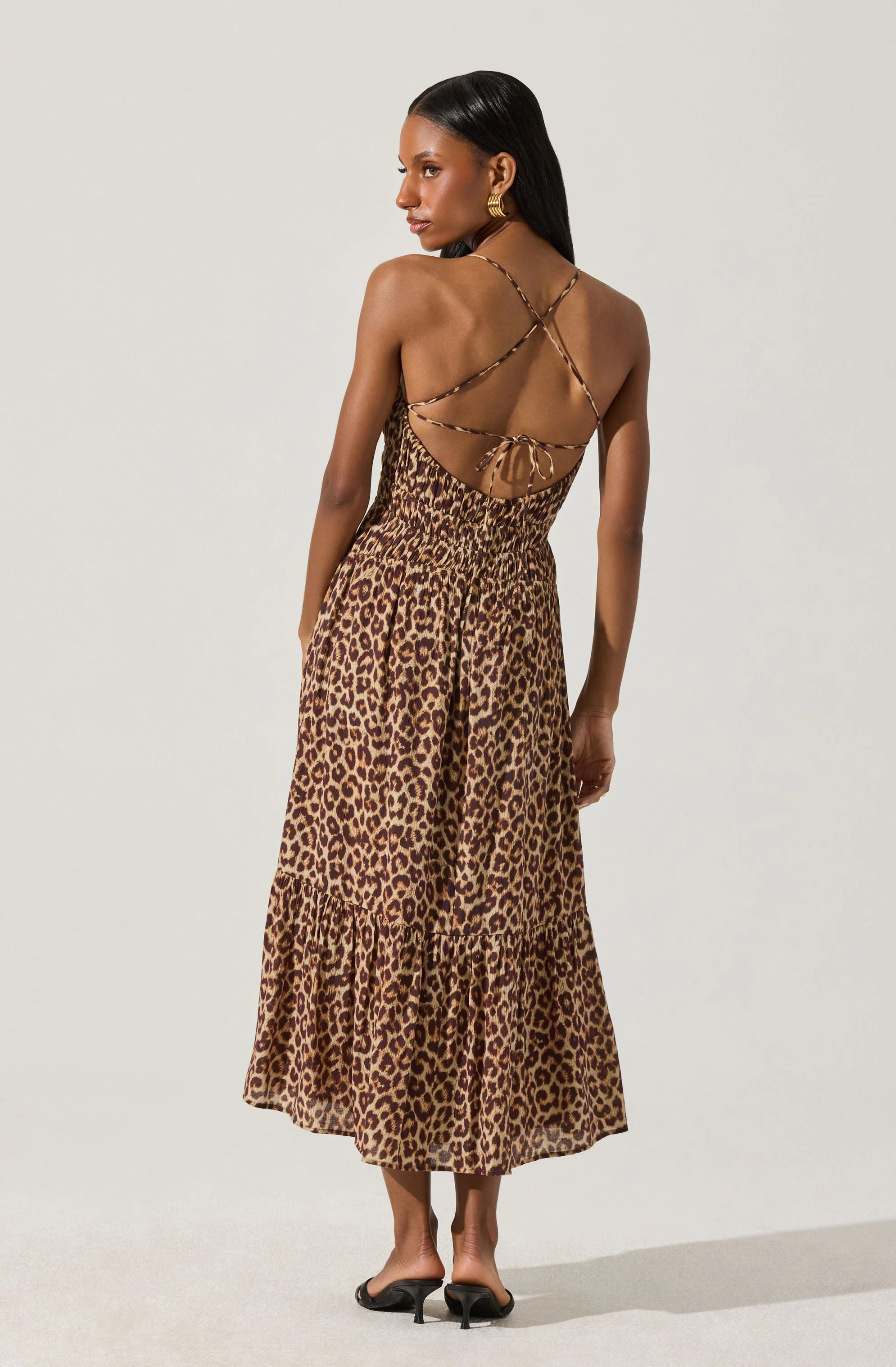 Eleni Leopard Print Midi Dress