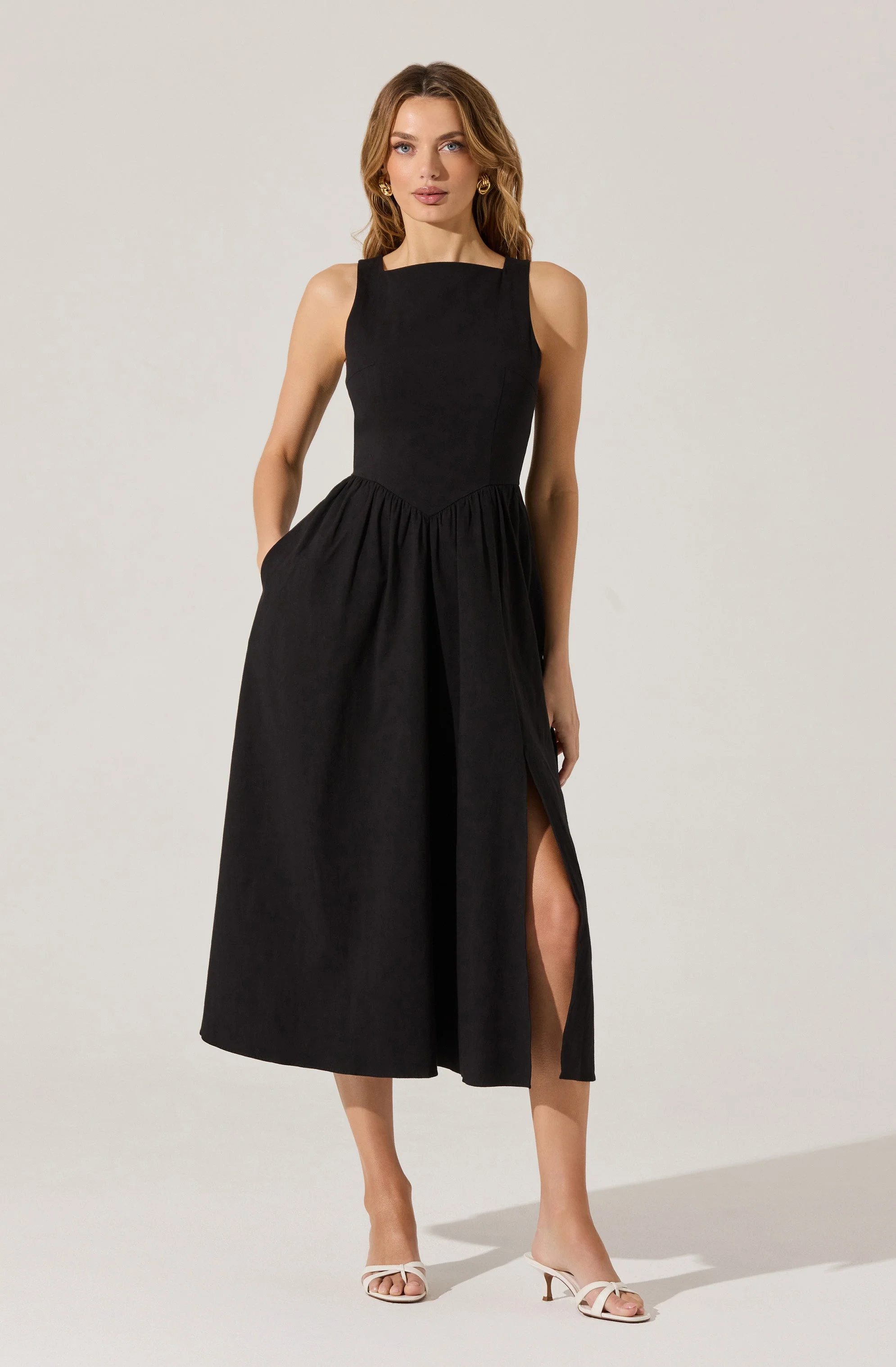 Bow Back Apron Midi Dress