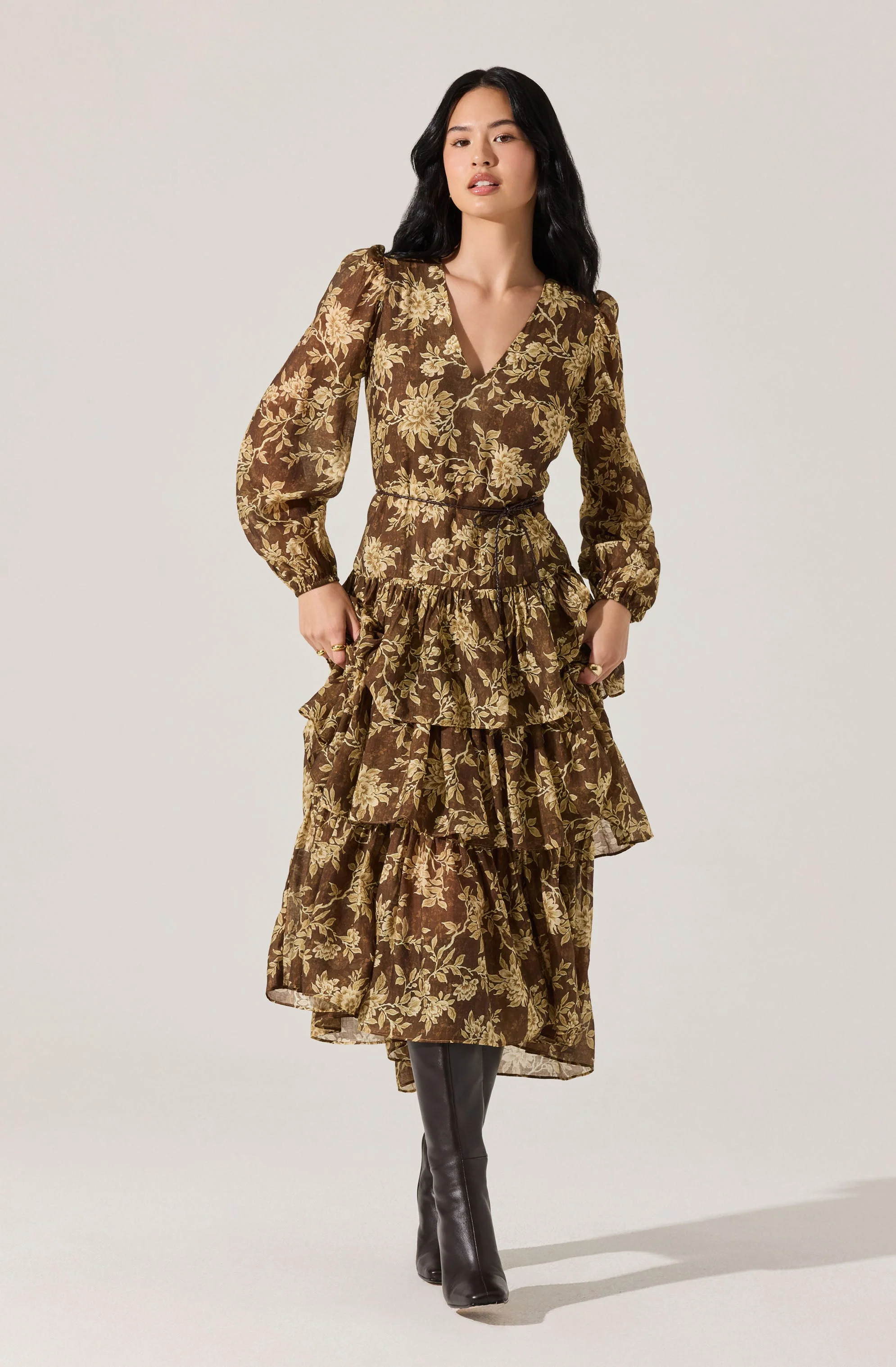 Franchesca Tiered Ruffle Midi Dress