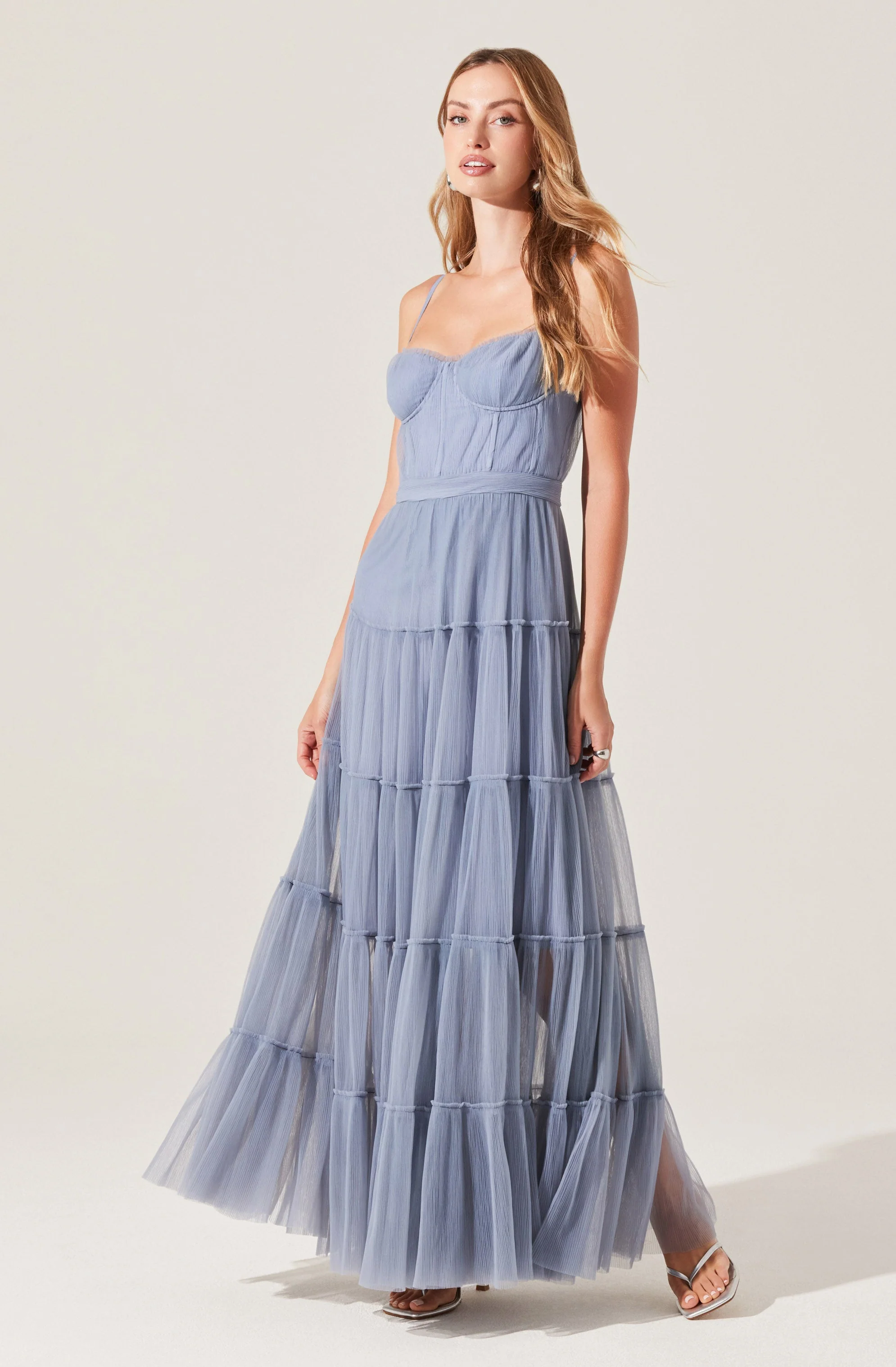 Mireya Bustier Tulle Maxi Dress