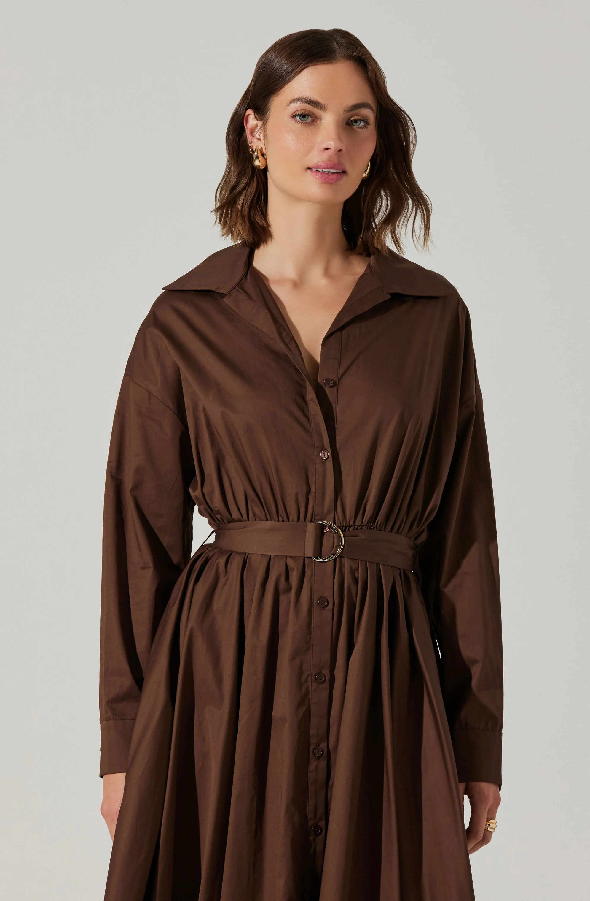 Darany Belted Midi Shirt Dress
