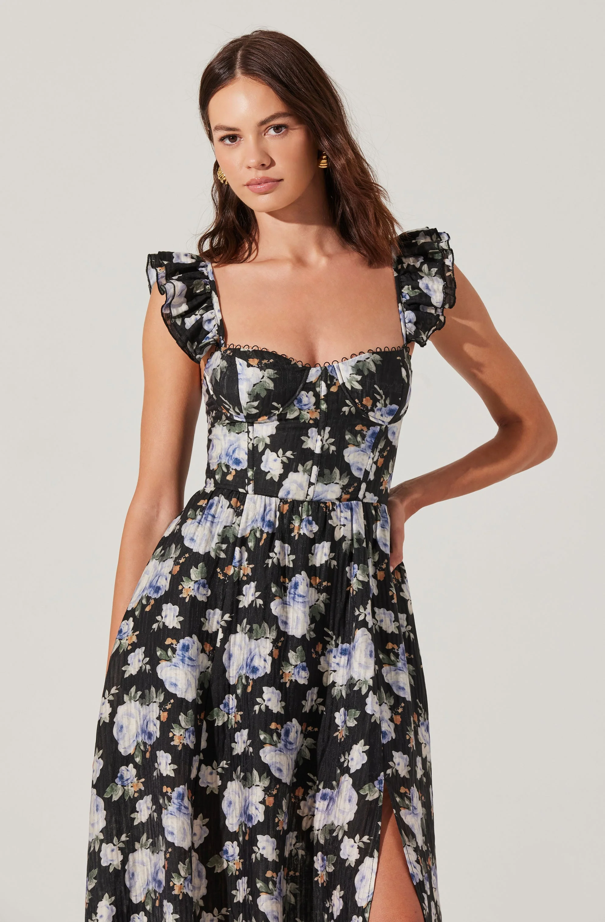 Wedelia Floral Bustier Midi Dress