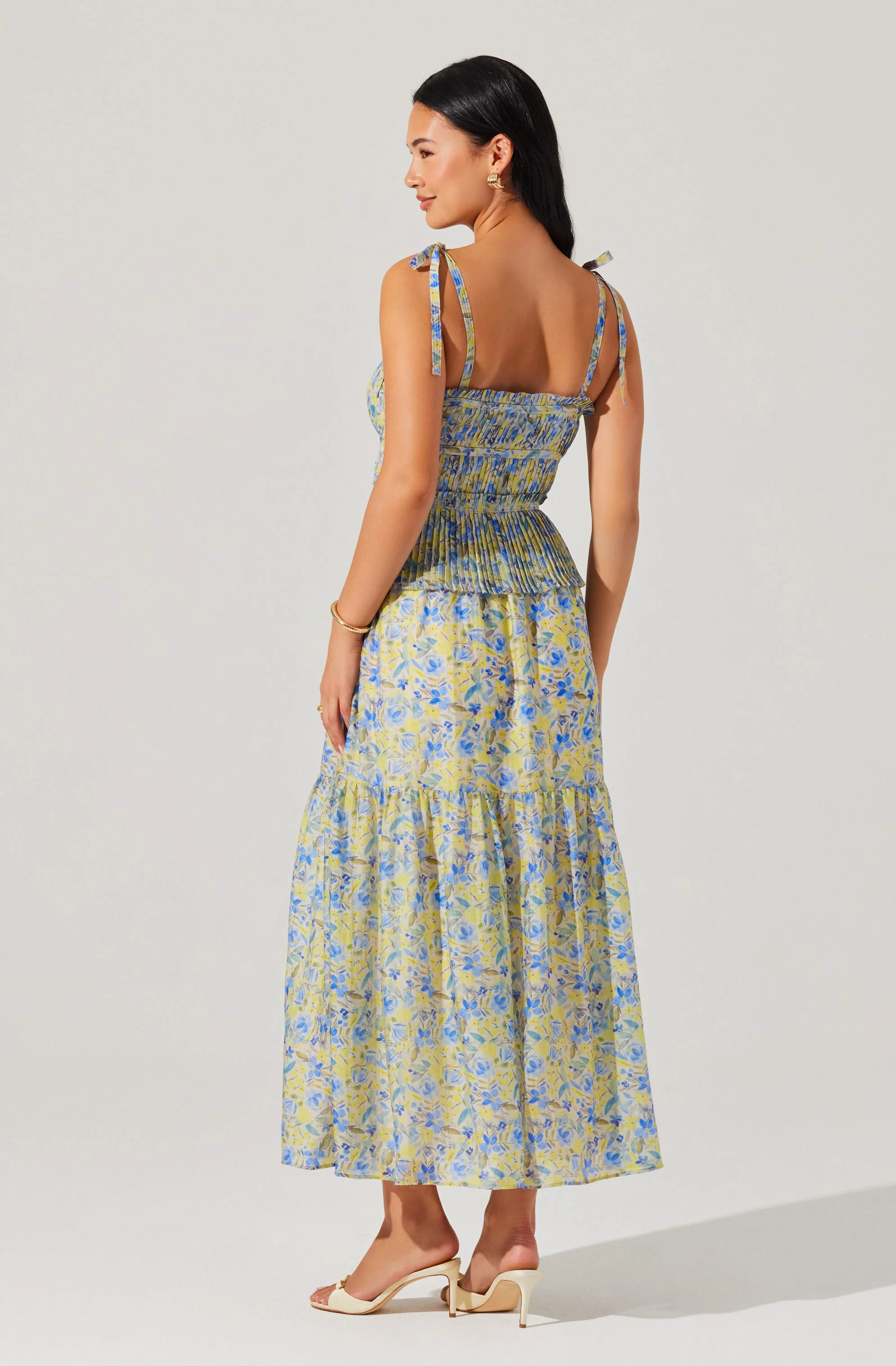 Ethelind Floral Pleated Maxi Dress