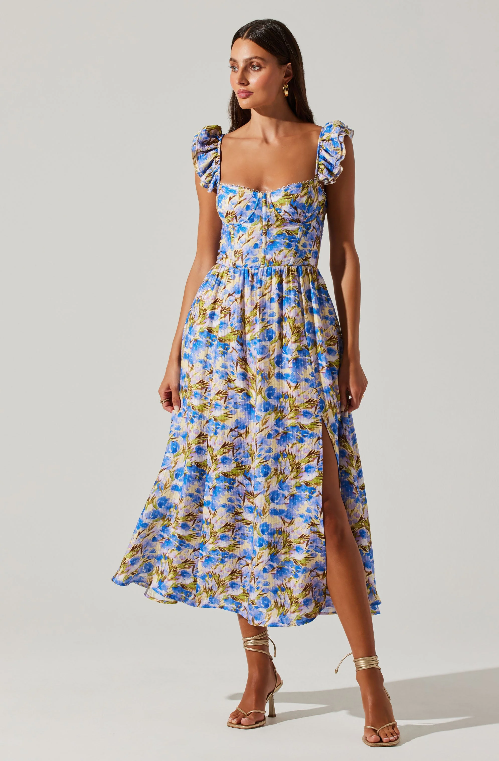 Wedelia Floral Bustier Midi Dress