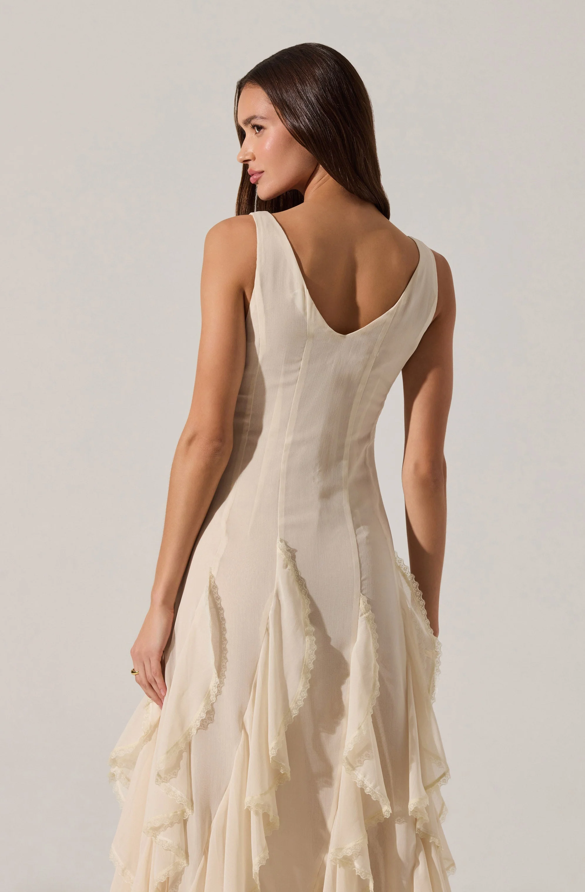 Philomene V-Neck Ruffle Trim Dress