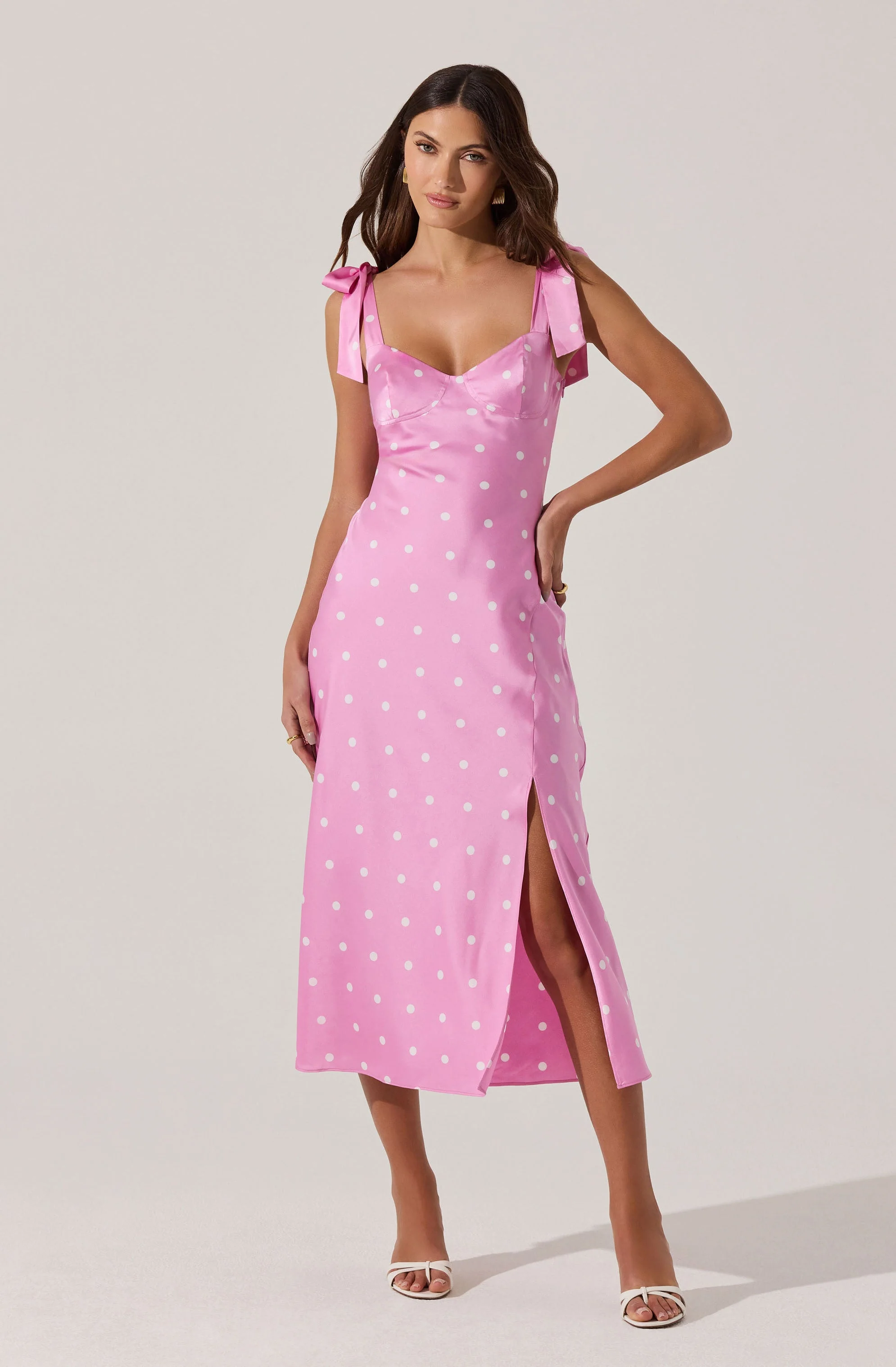 Sweetheart Bow Strap Midi Dress