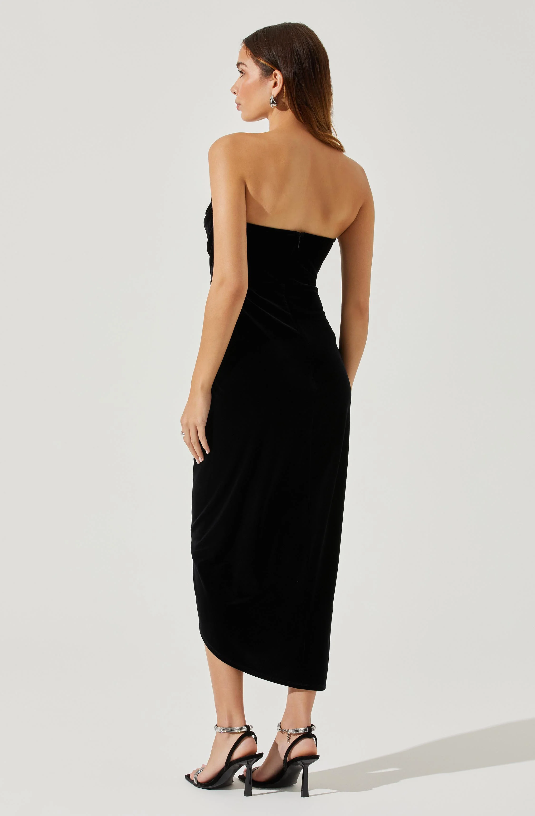 Meghan Velvet Draped Midi Dress