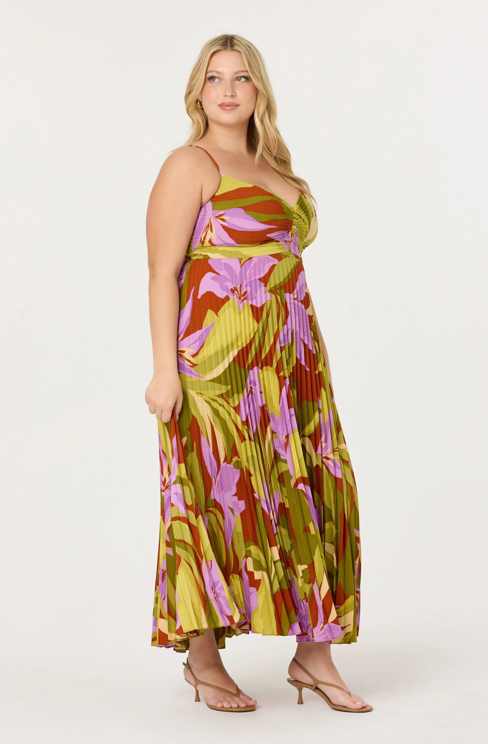 Blythe Floral Plisse Midi Dress