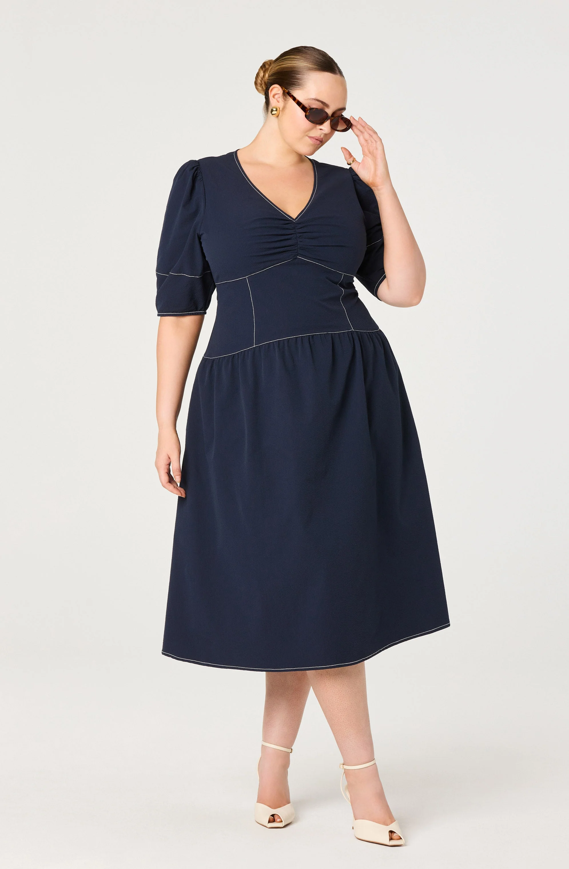 Samarra Contrast Stitch Midi Dress