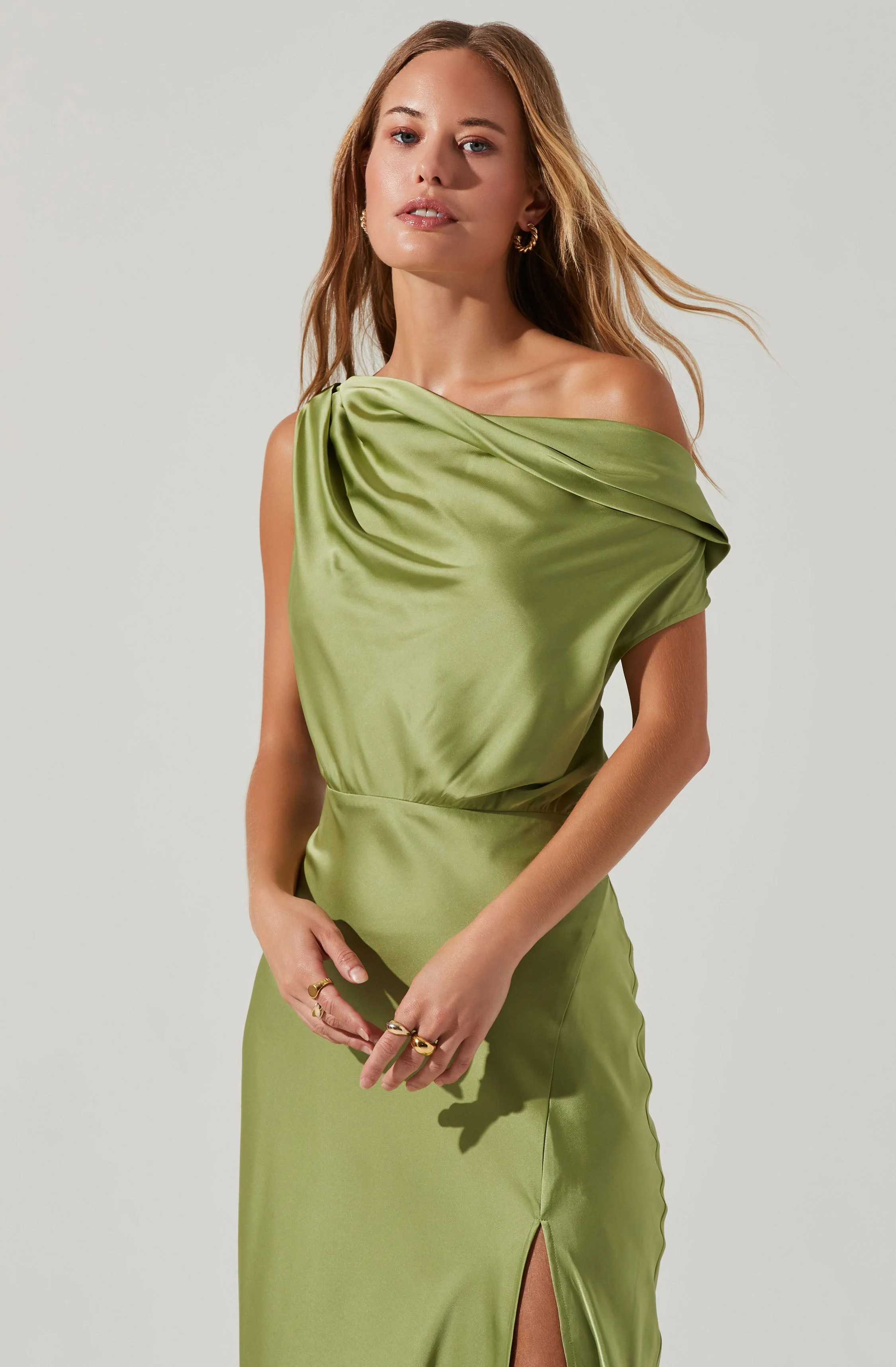 Monroe Satin Off Shoulder Maxi Dress