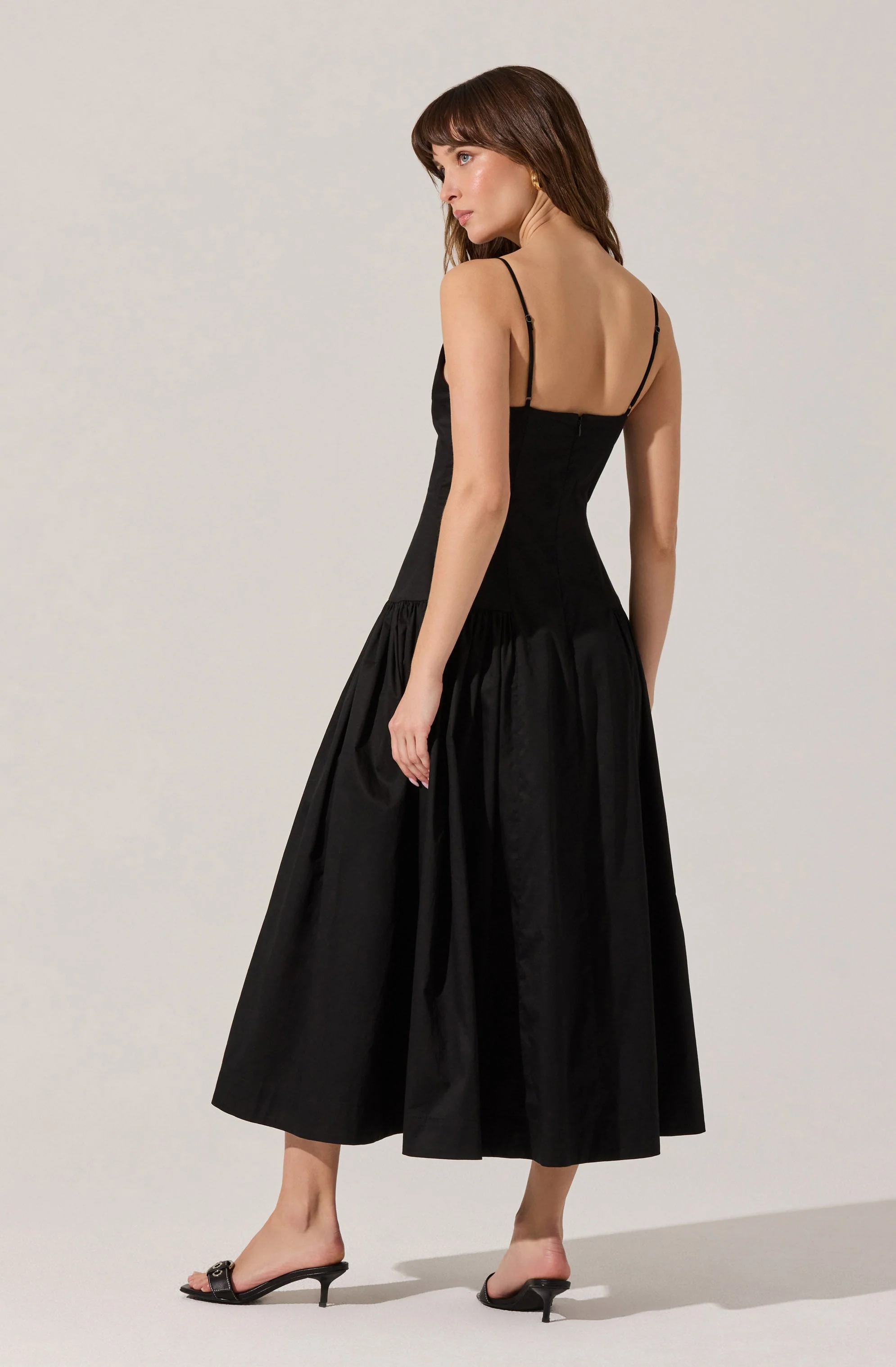 High Square Neck Midi Dress