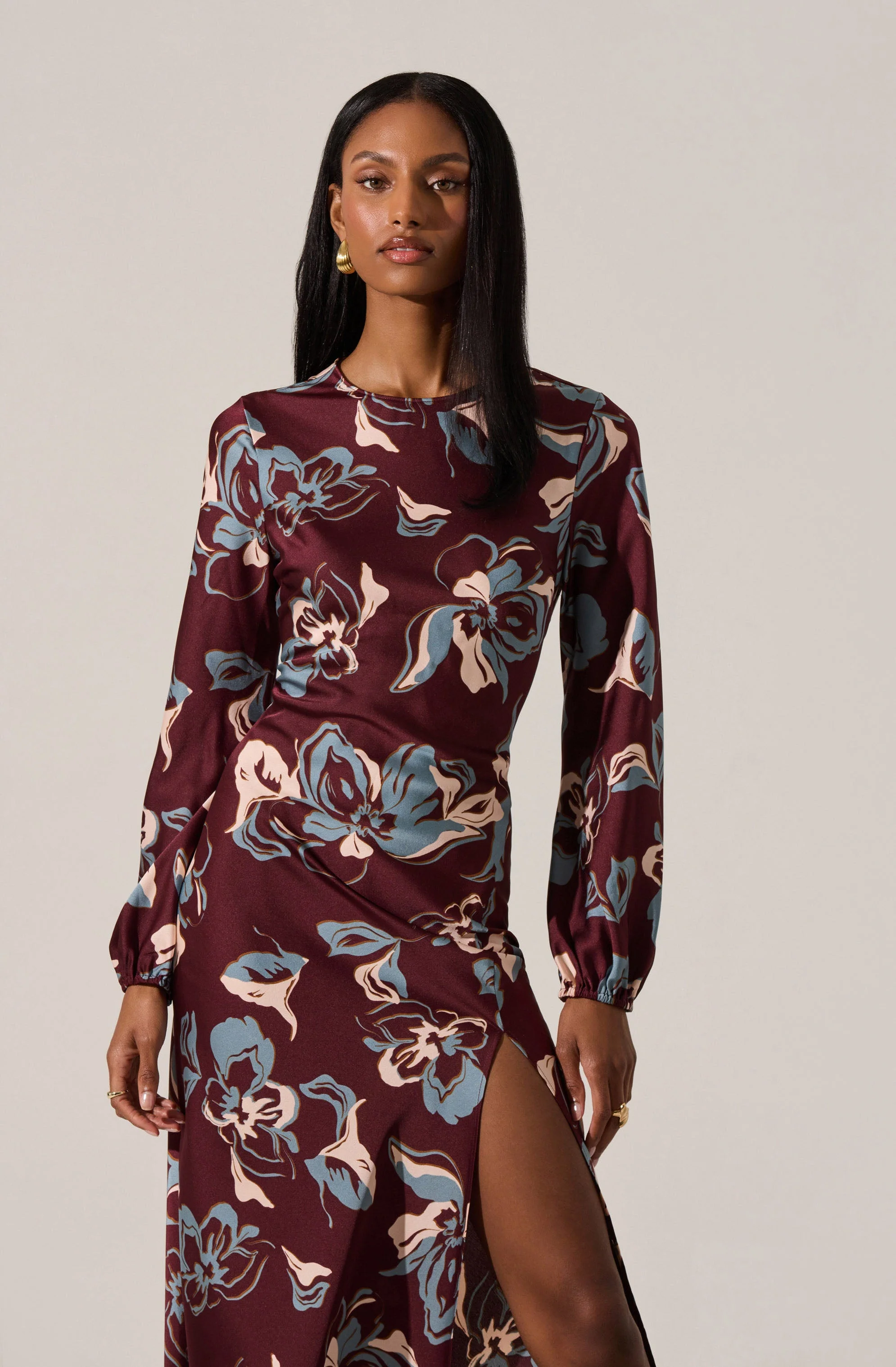 Elyse Satin Floral Midi Dress