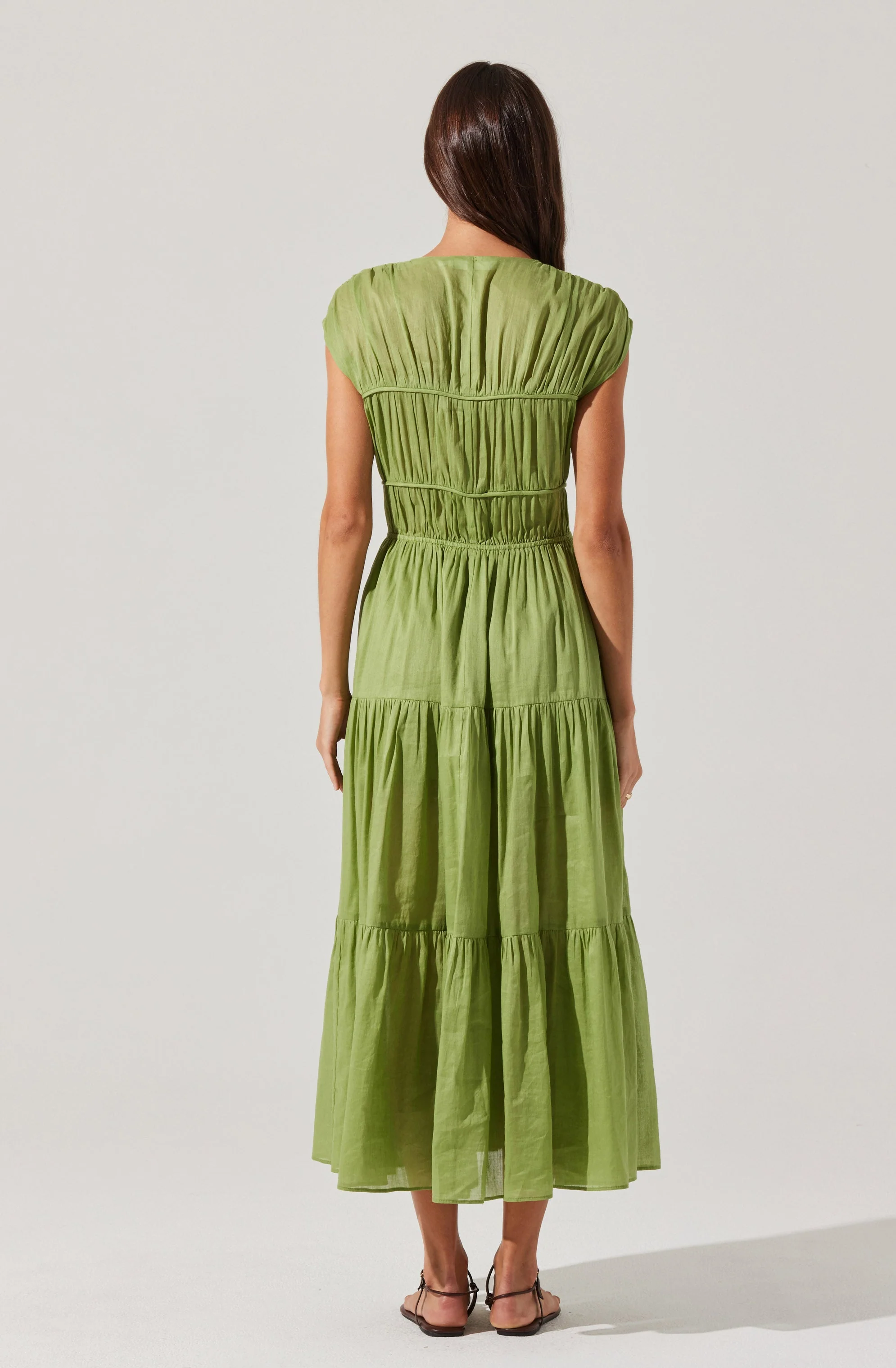 Alexandria Shirred Tiered Midi Dress
