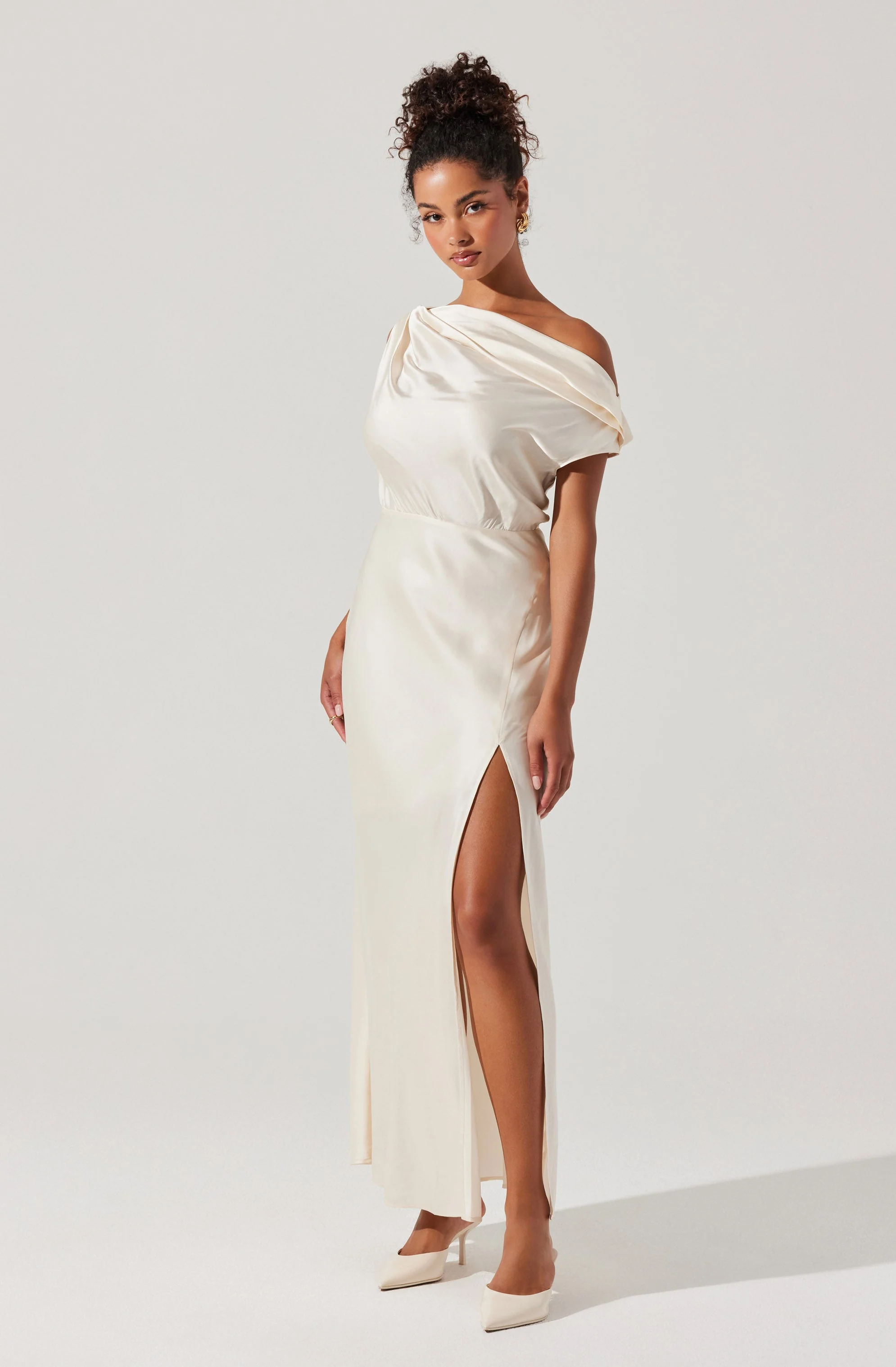 Monroe Satin Off Shoulder Dress