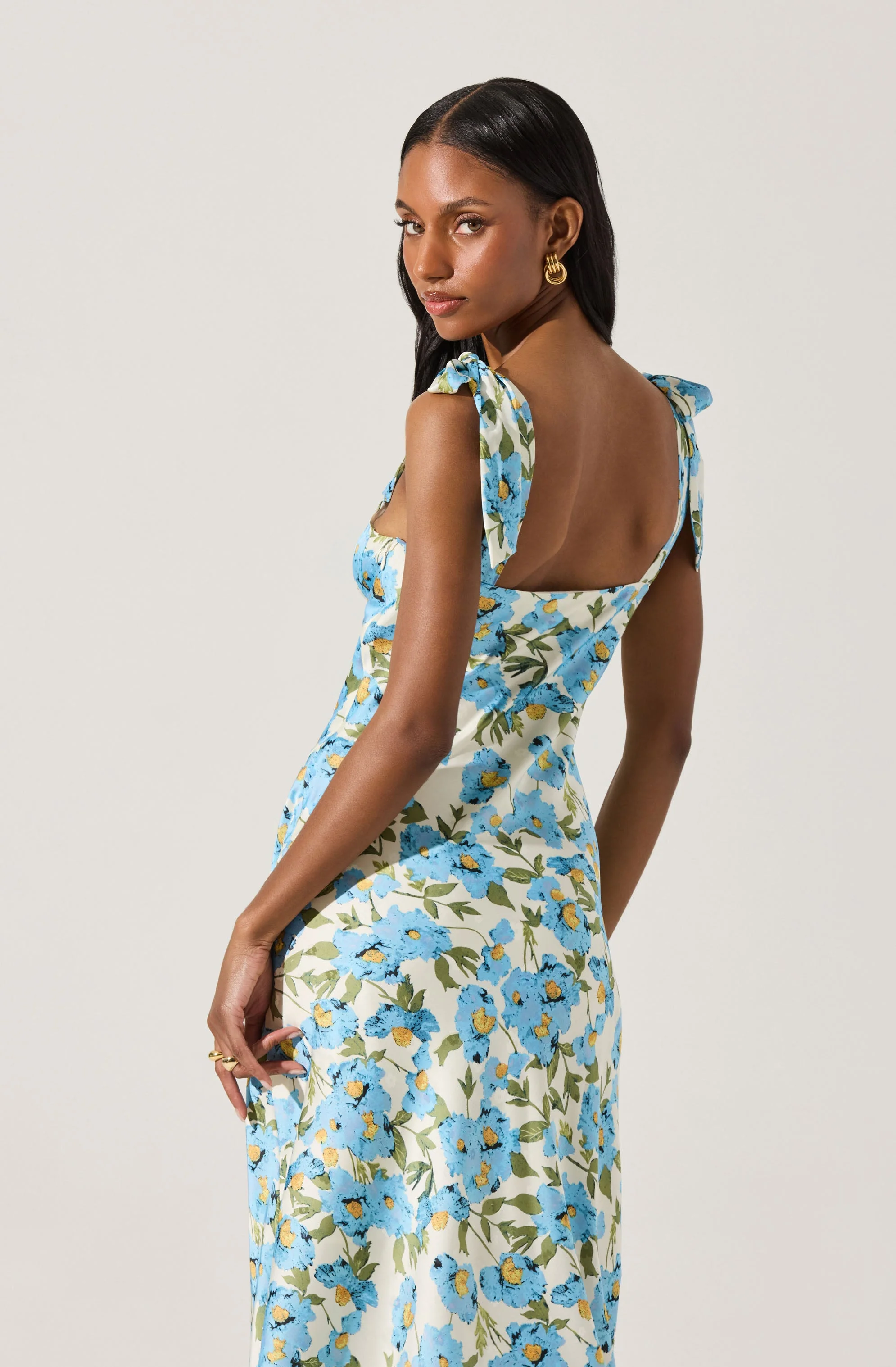 Sweetheart Bow Strap Midi Dress