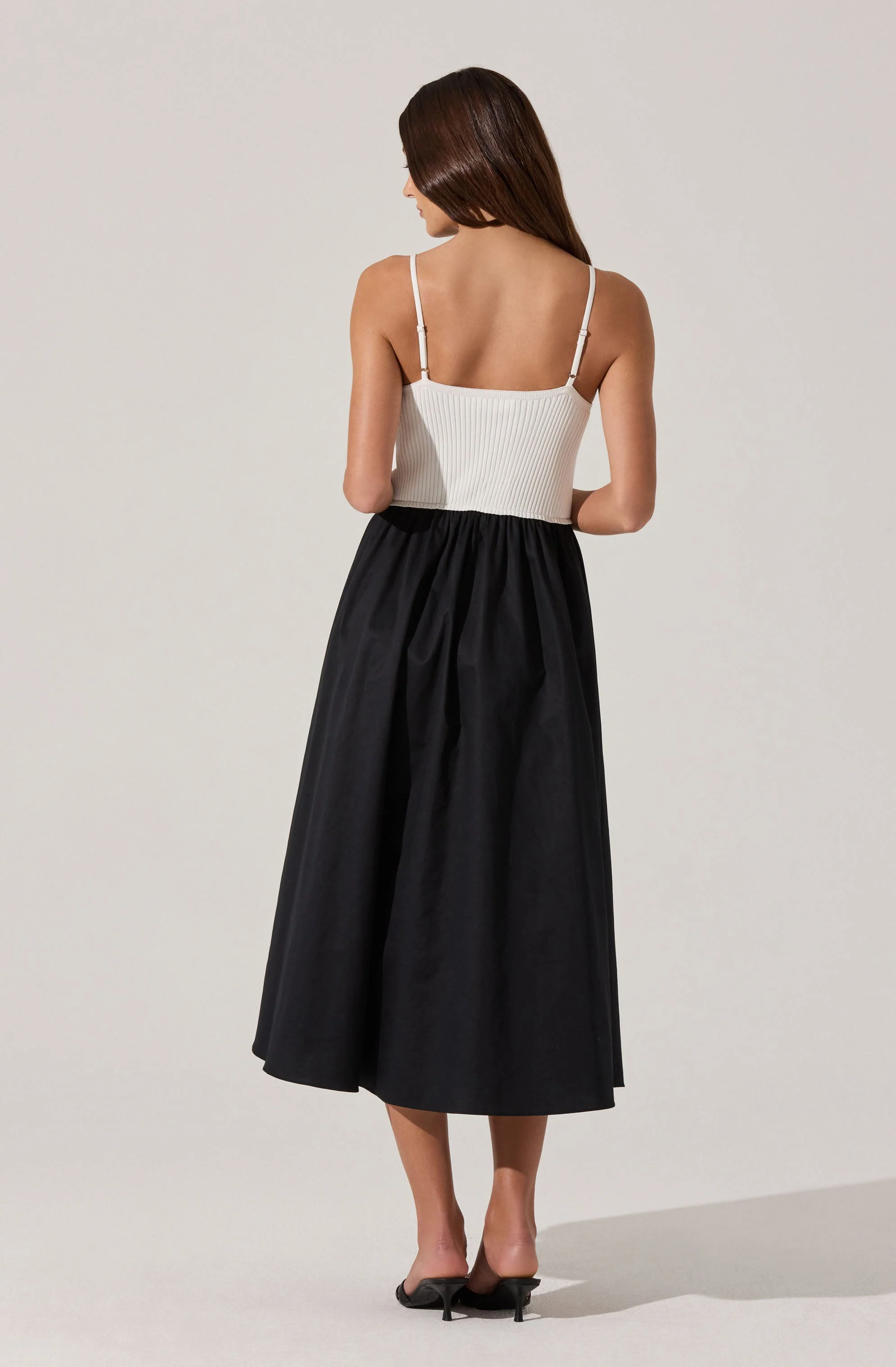 Contrast Mixed Media Midi Dress