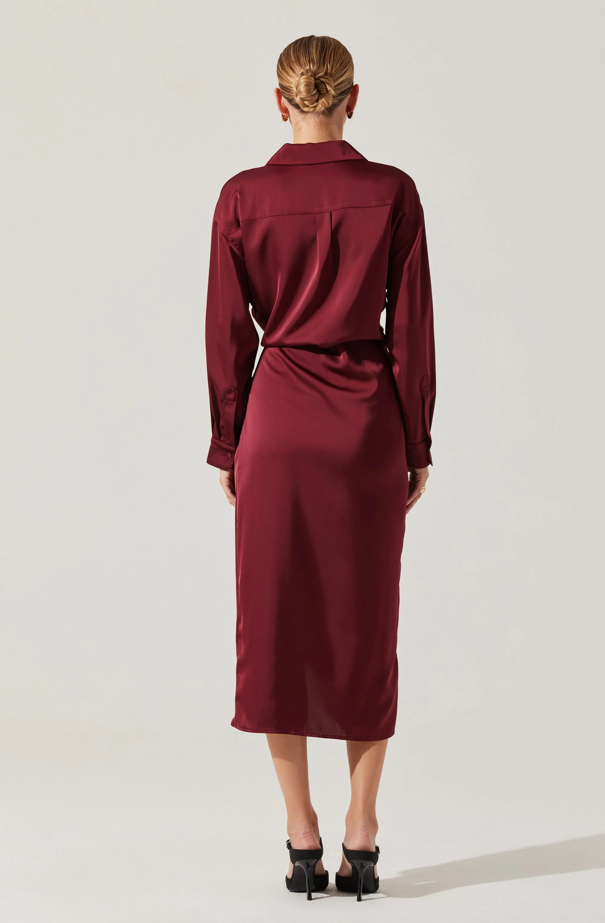 Ira Satin Wrap Shirt Dress