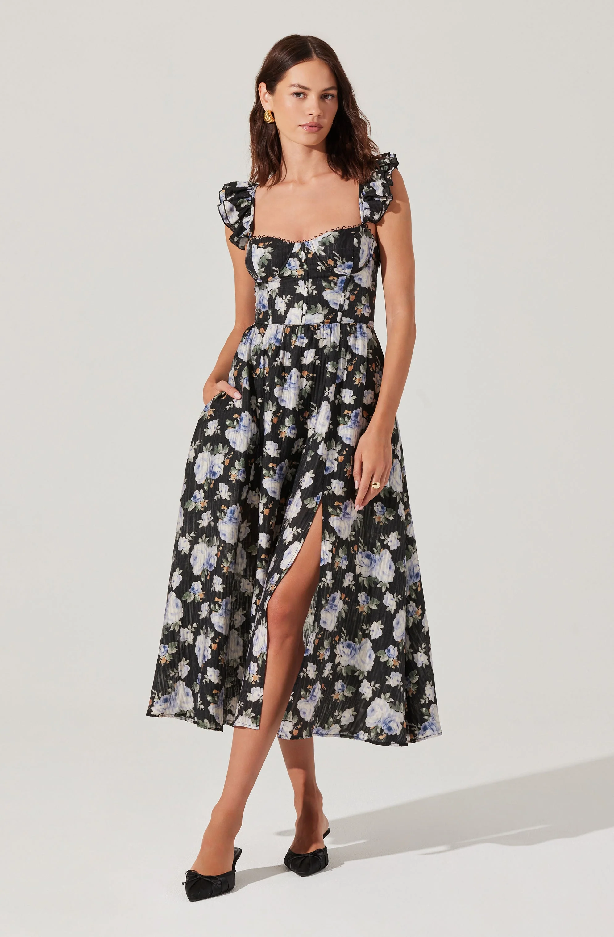 Wedelia Floral Bustier Midi Dress