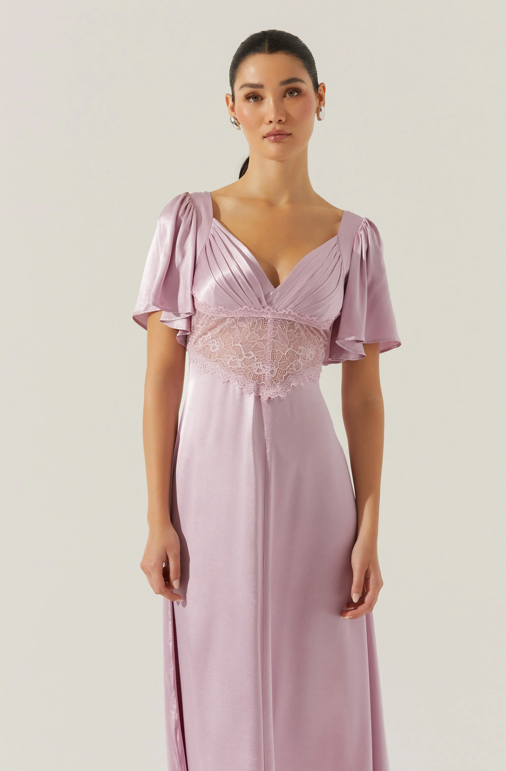 Aurelia Satin V-Neck Midi Dress