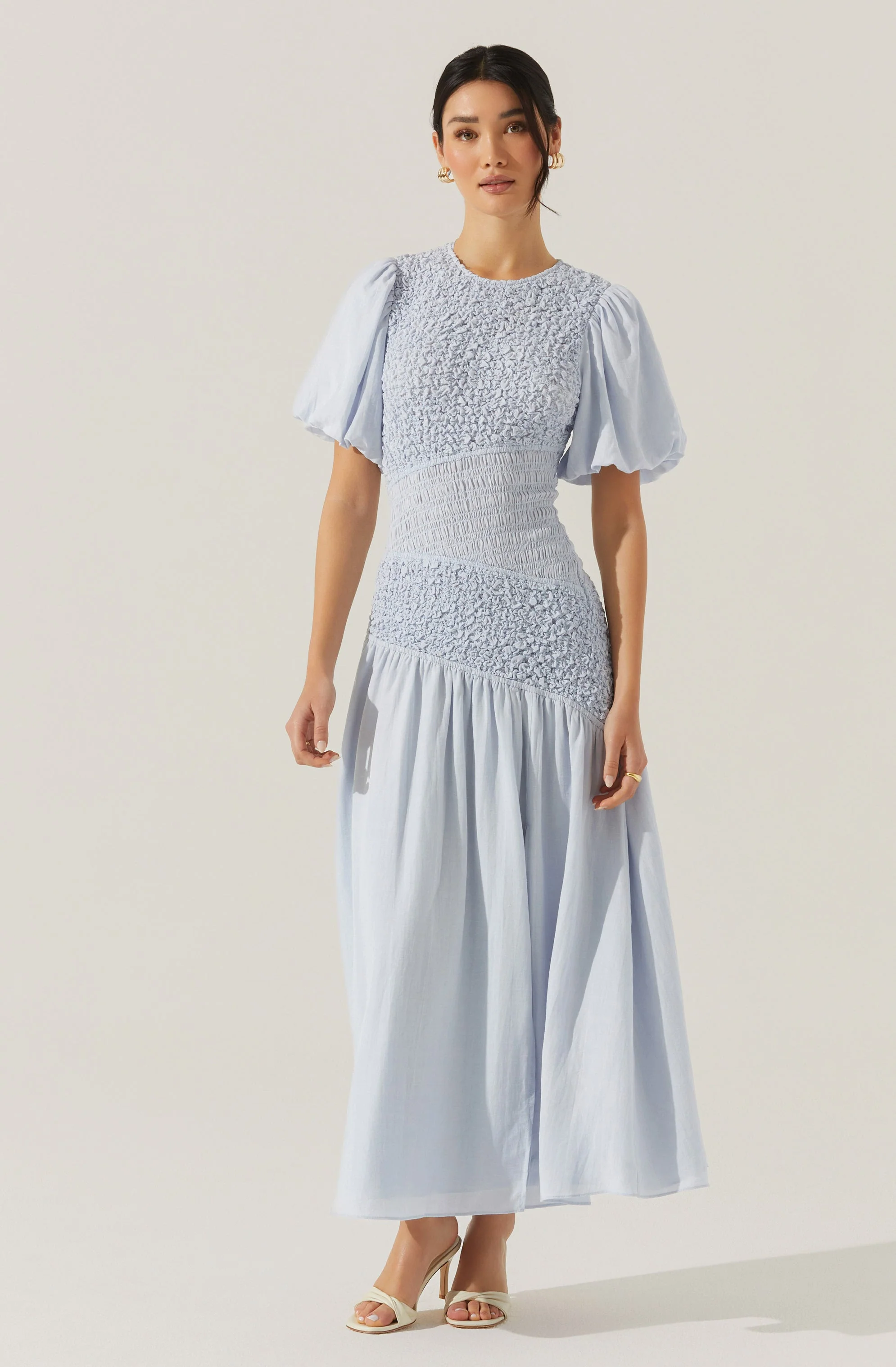 Theoni Smocked Asymmetric Dress