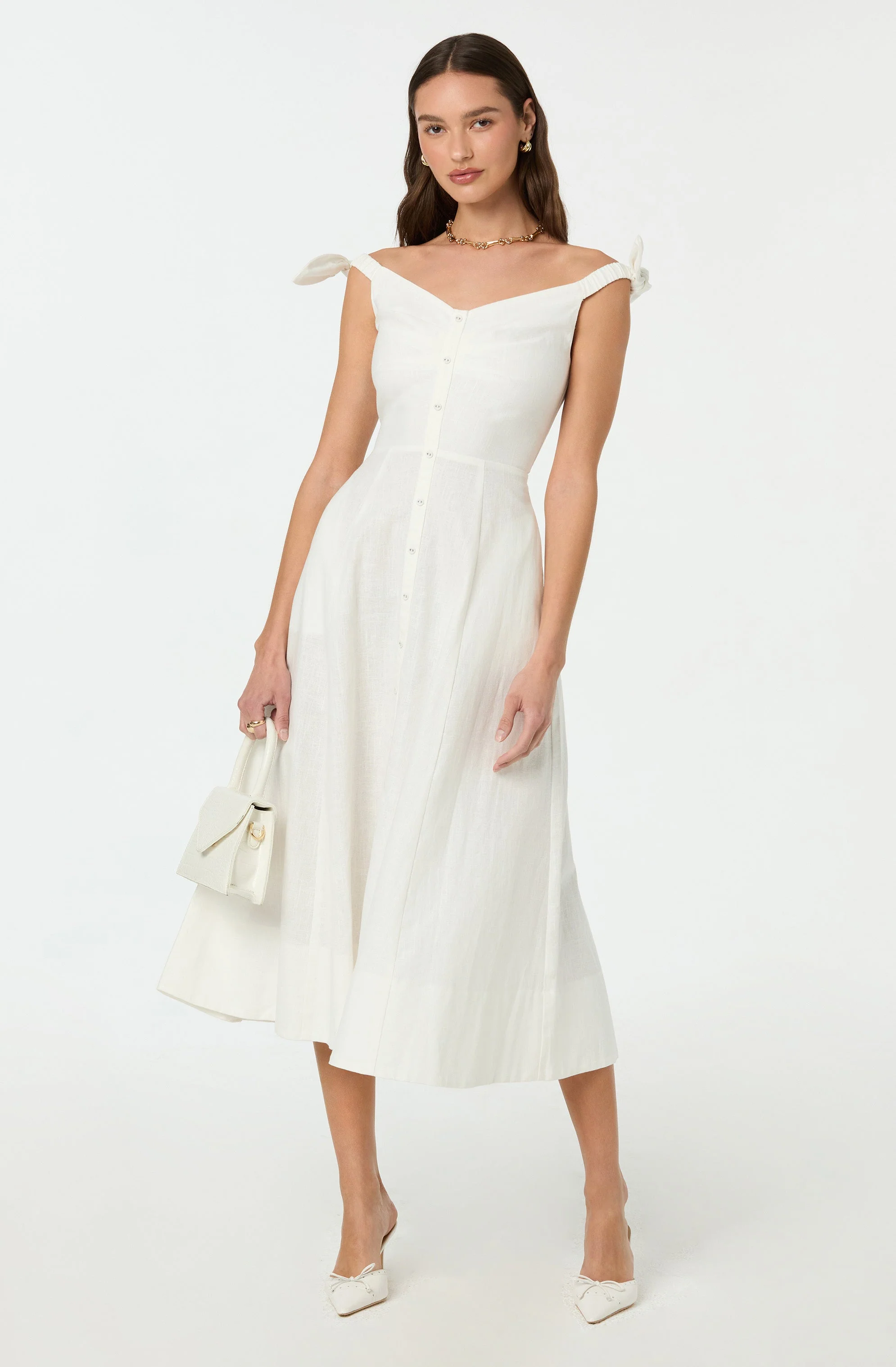 Charelin Linen Off Shoulder Dress