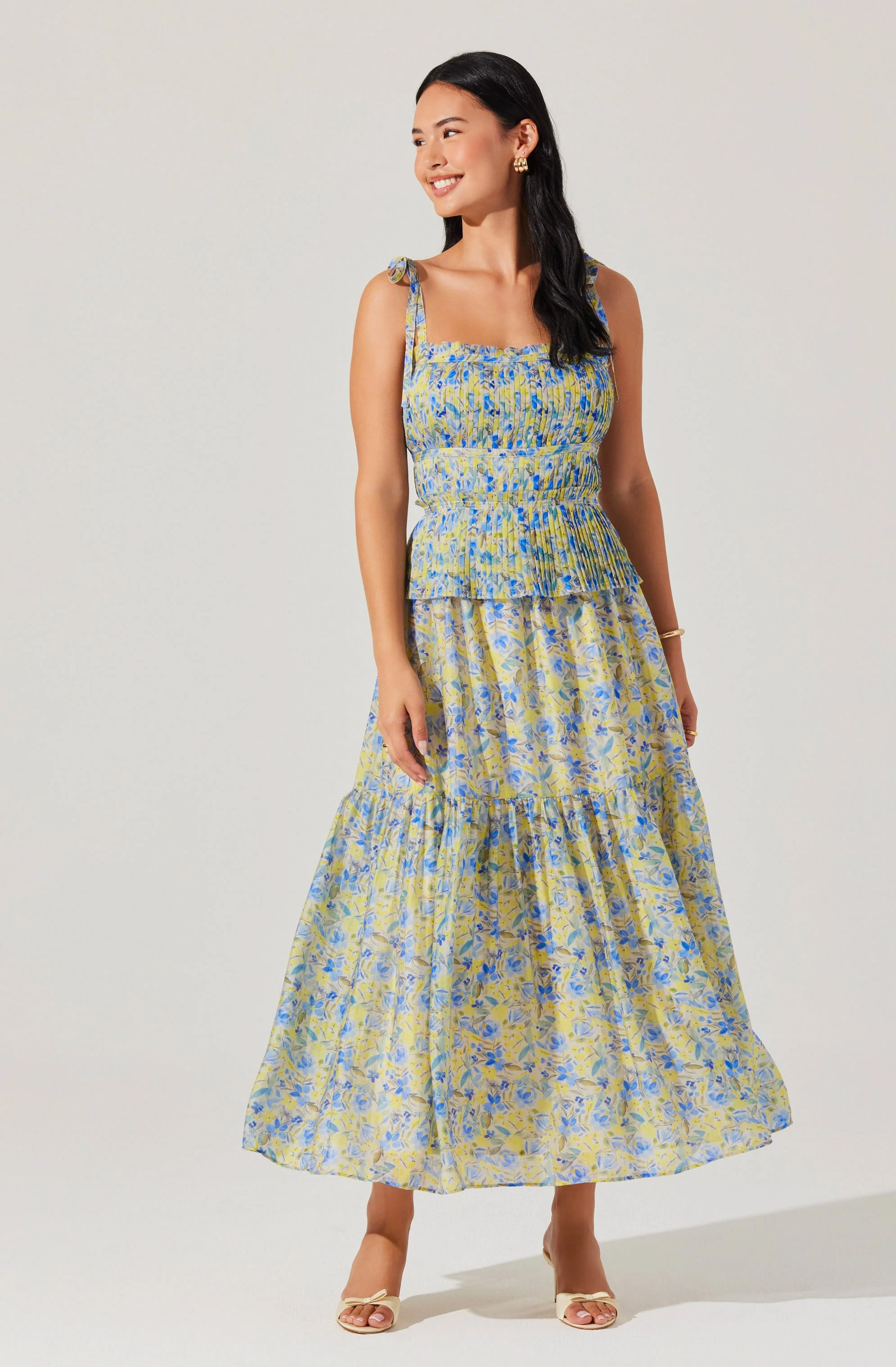 Ethelind Floral Pleated Maxi Dress