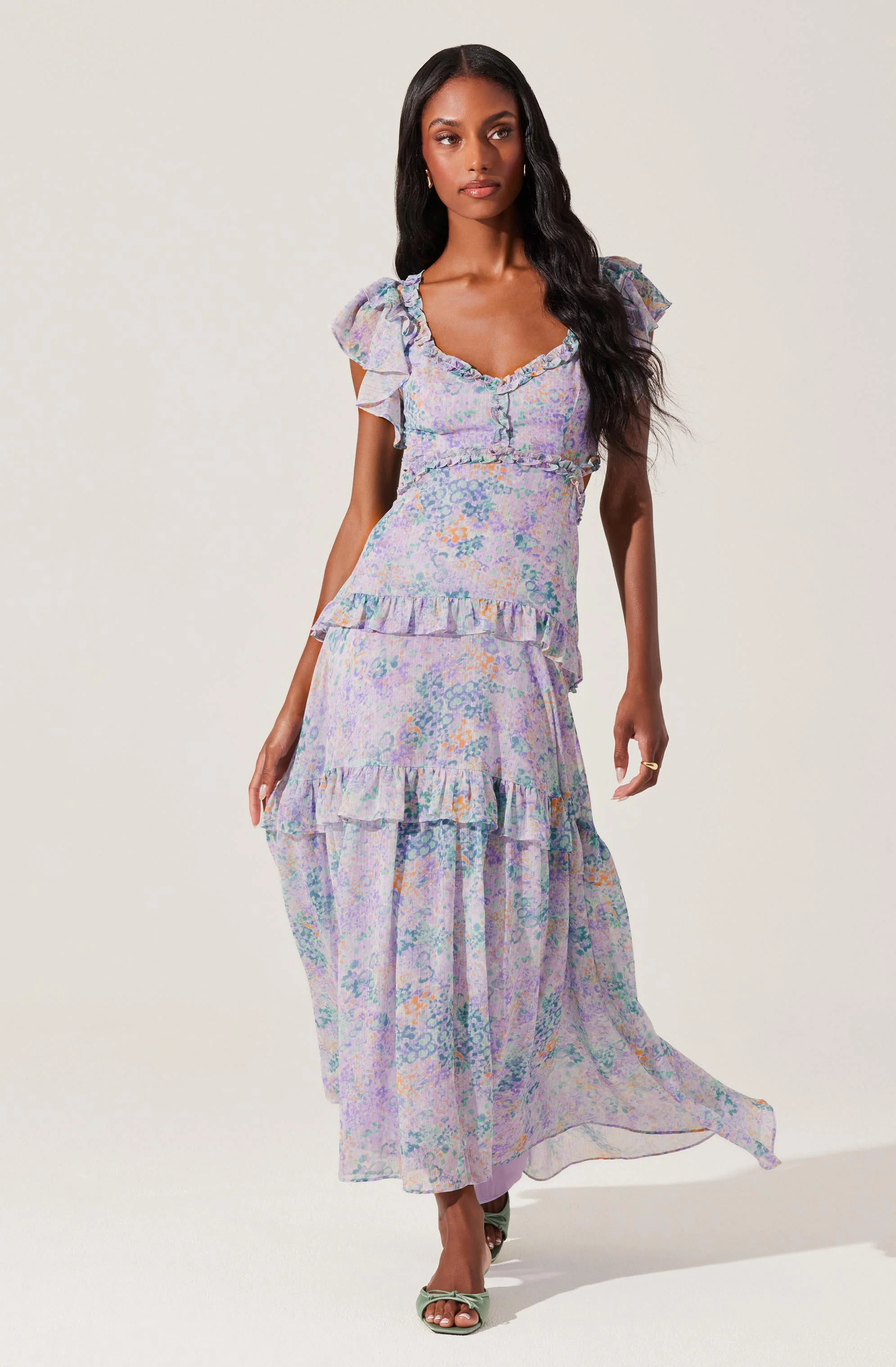 Mable Floral Tiered Ruffle Maxi Dress