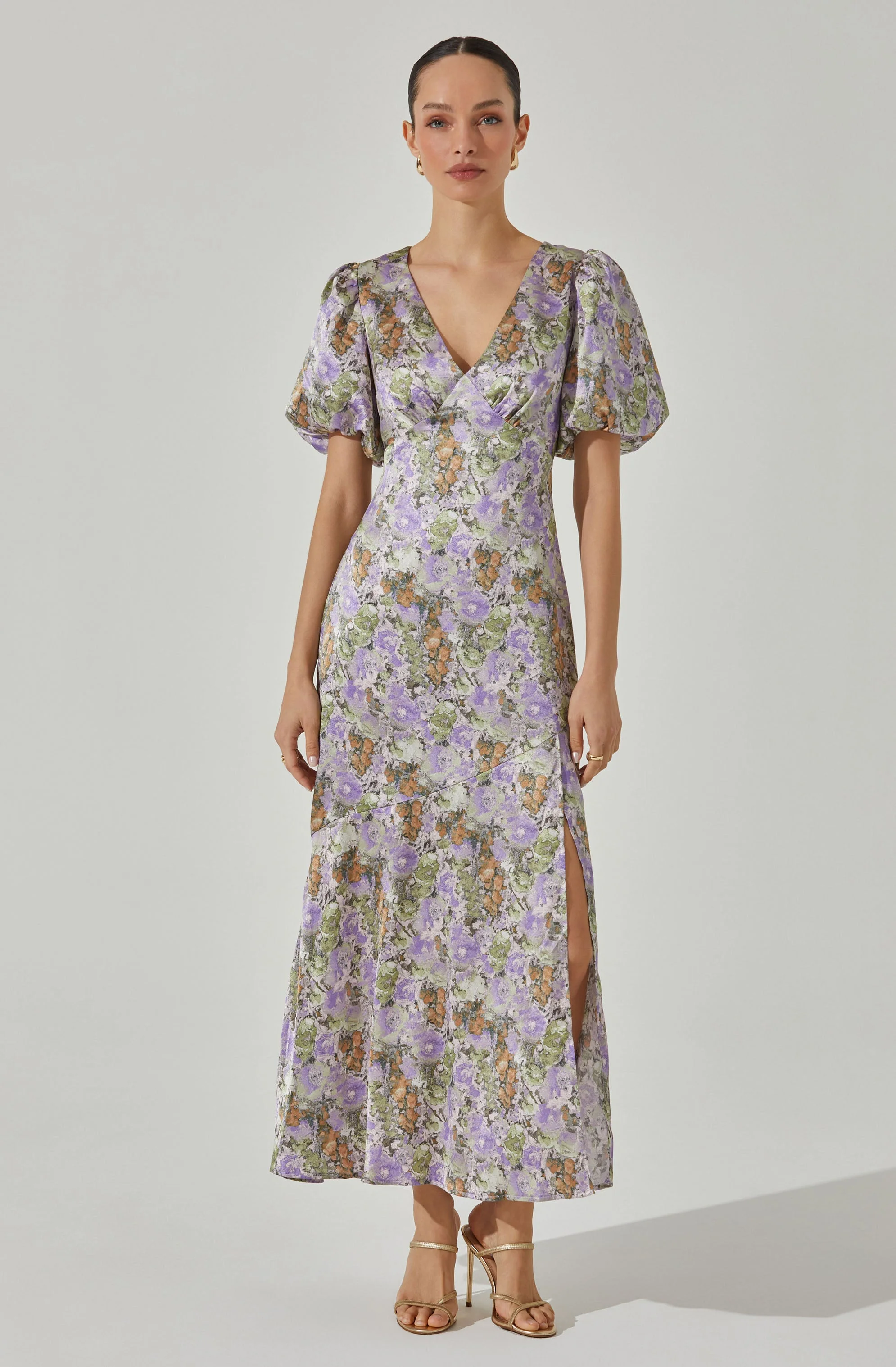 Satin Puff Sleeve Dress