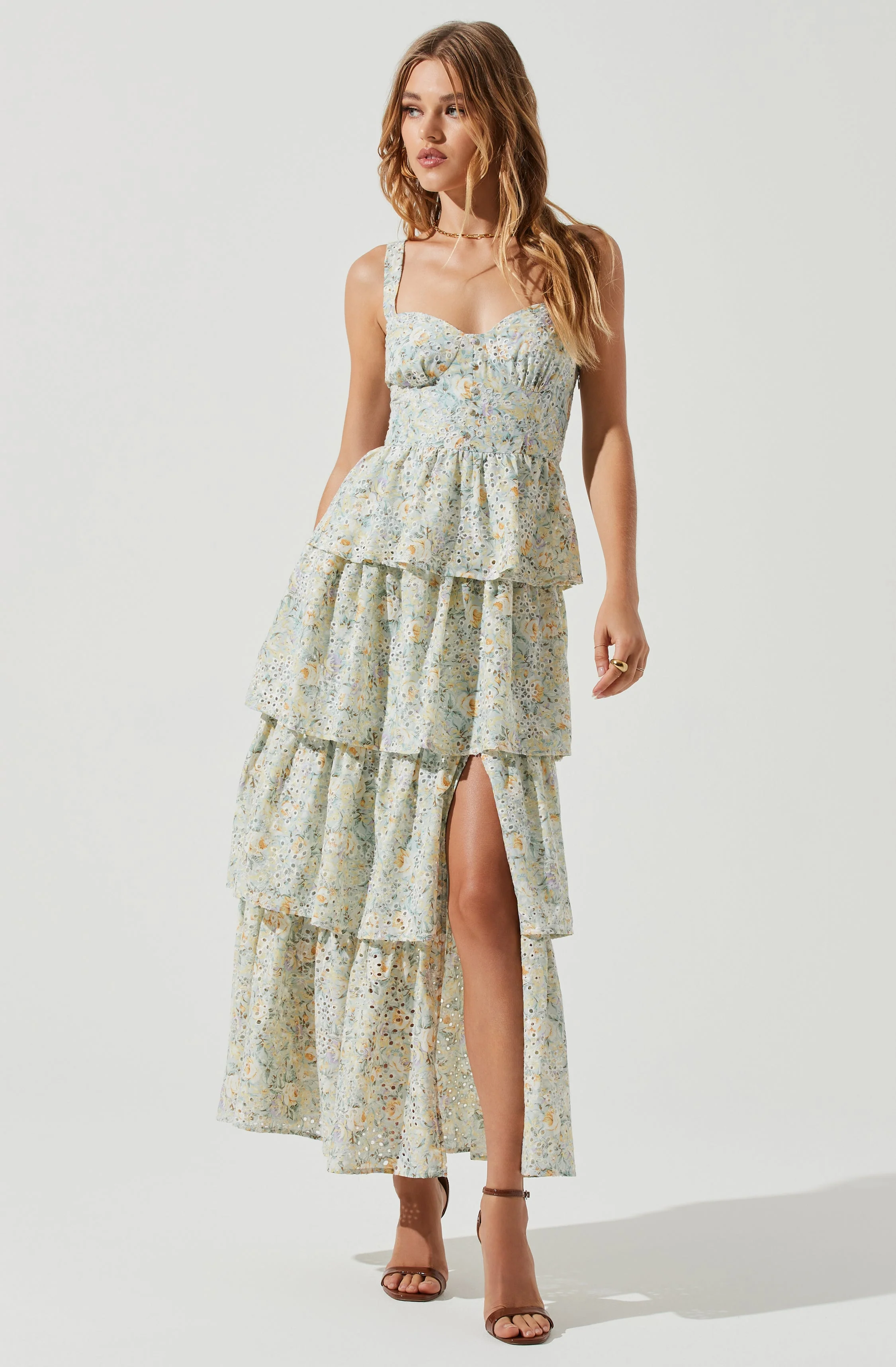 Midsummer Eyelet Tiered Maxi Dress