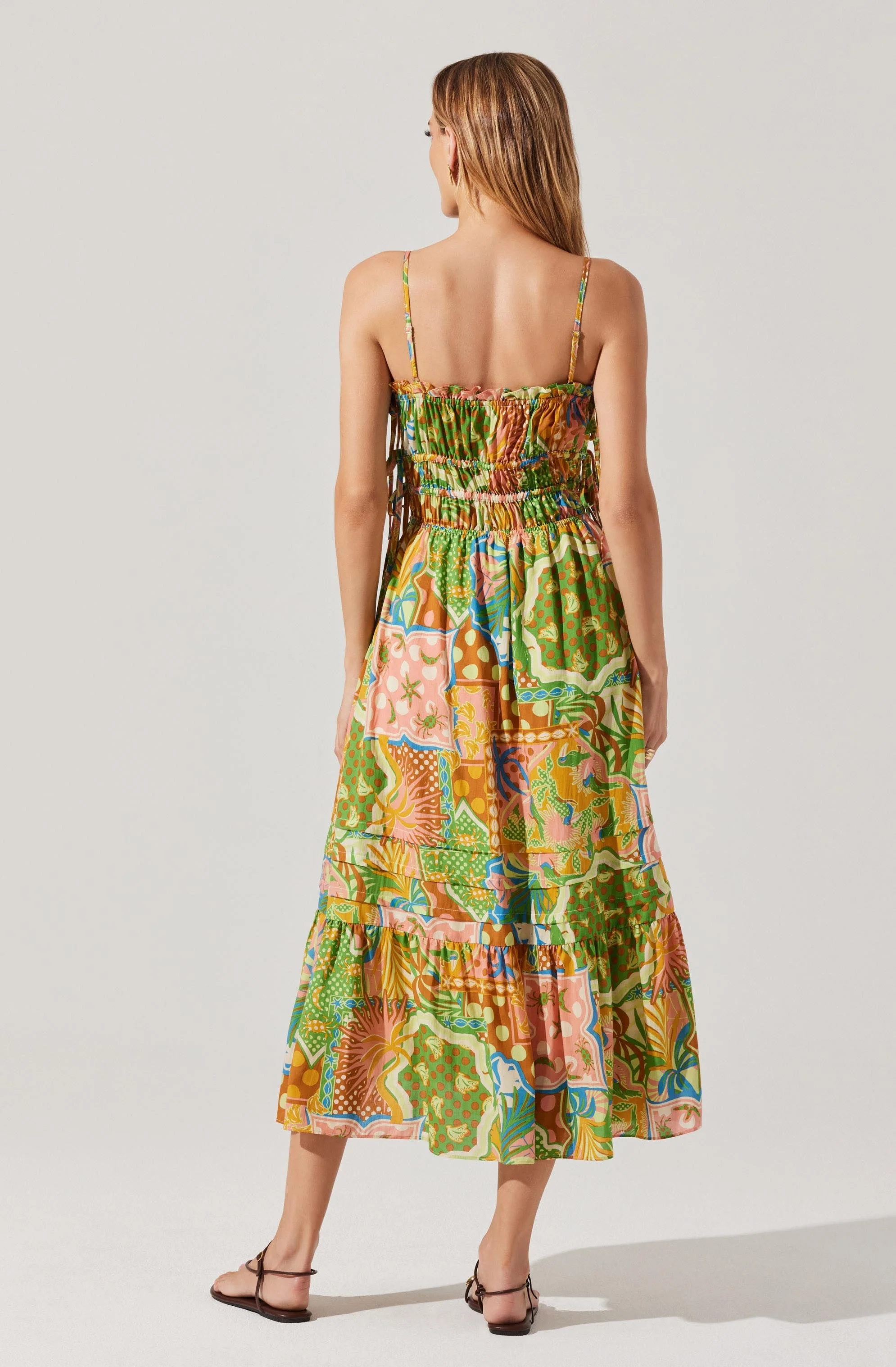 Elisabeth Printed Shirred Midi Dress