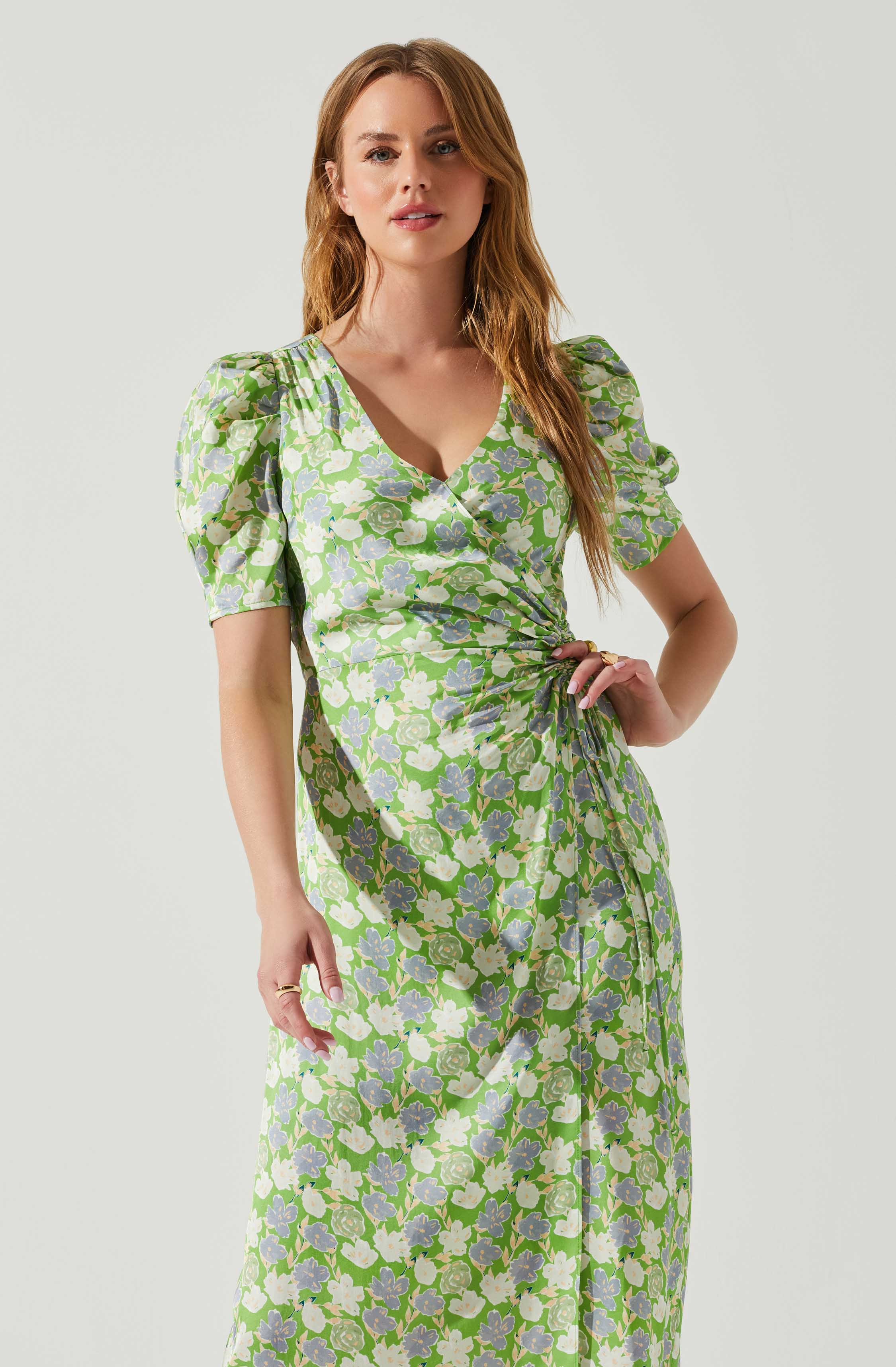 Martina Floral Ruched Midi Dress